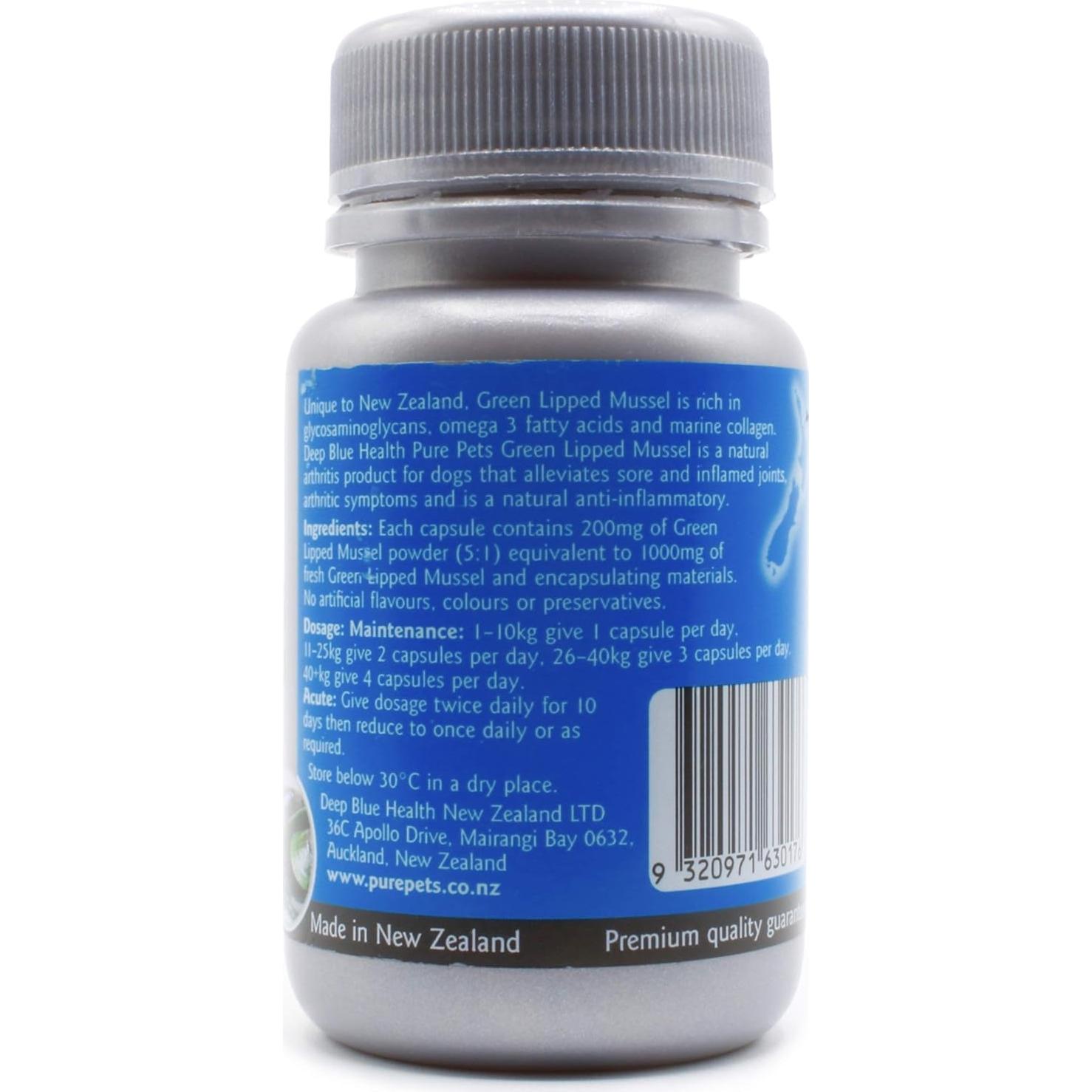 Cápsulas de Mejillón de Labio Verde PurePets 200mg x 120