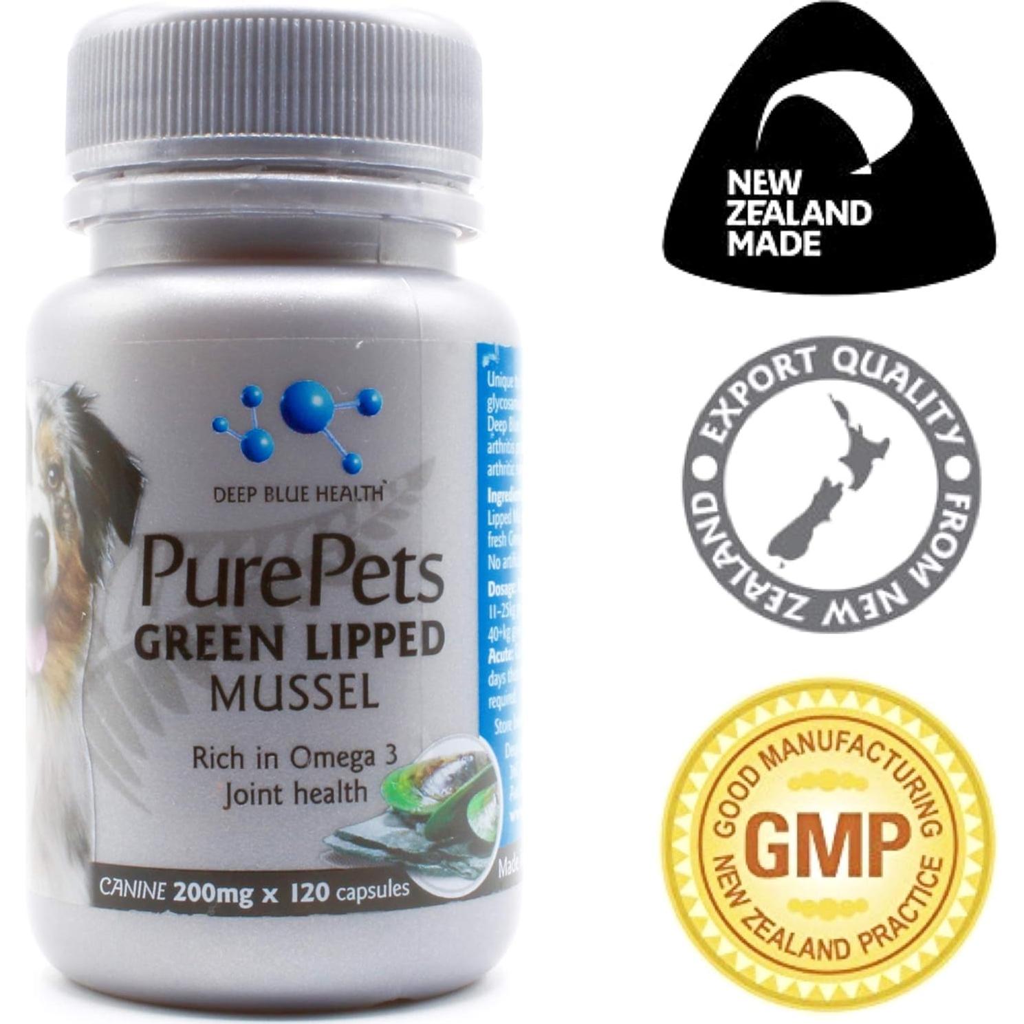 Cápsulas de Mejillón de Labio Verde PurePets 200mg x 120