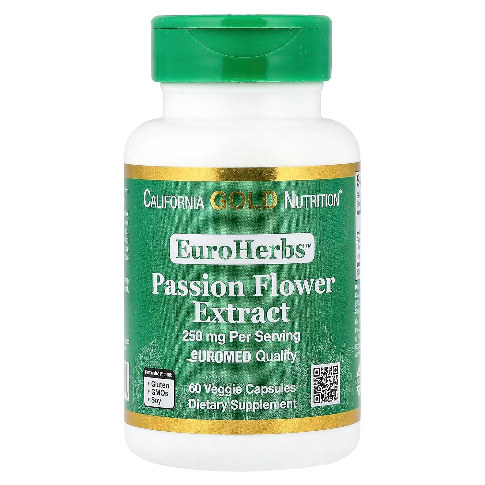 Extracto de Flor de Pasión California Gold Nutrition 250 mg 60 Cápsulas Veganas