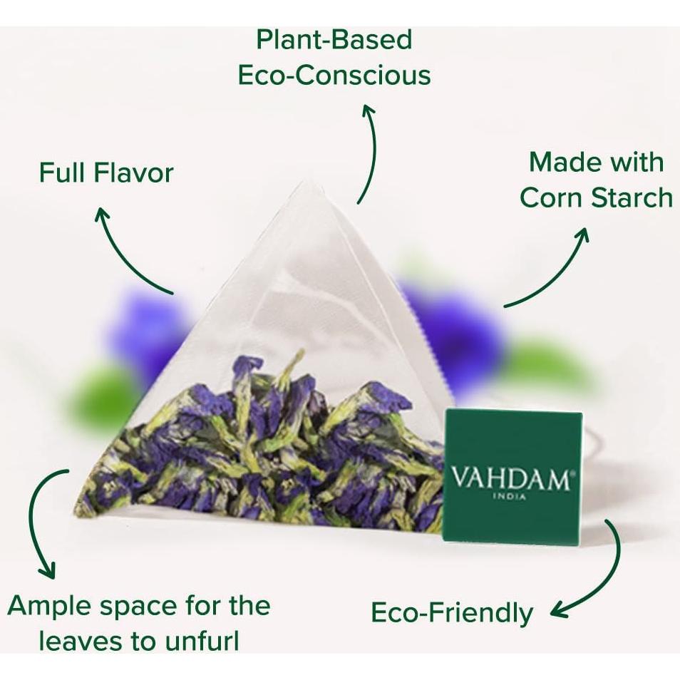 Té Herbal VAHDAM Flor de Guisante Mariposa 15 Bolsitas