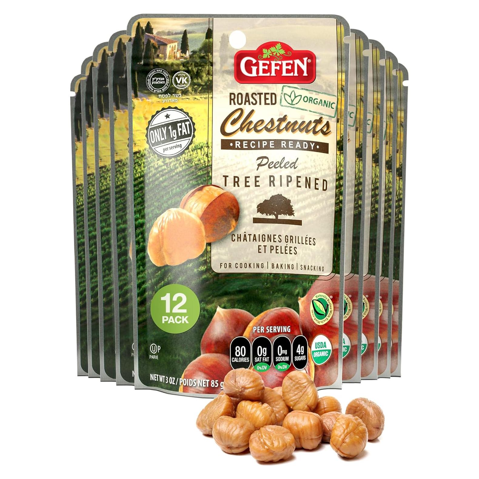 Castañas Peladas y Asadas Orgánicas Gefen 85g - Paquete de 12