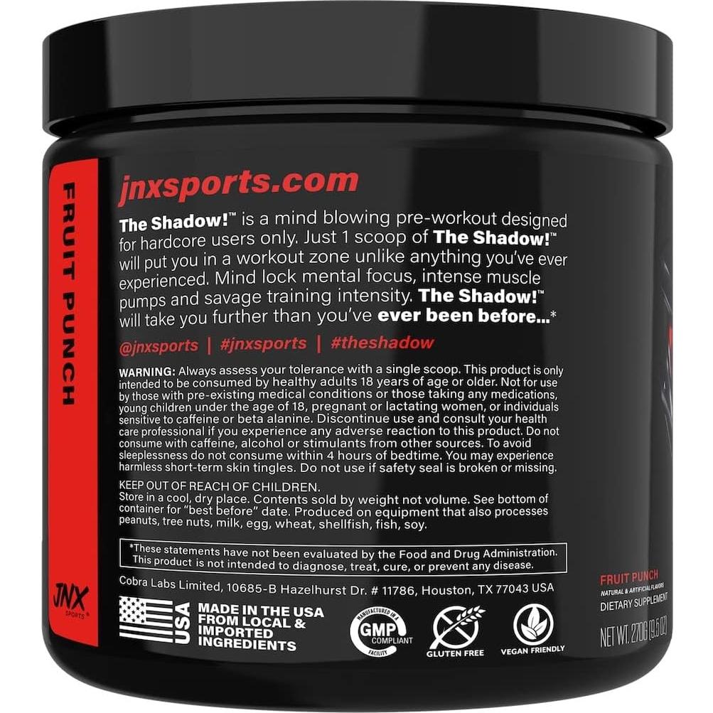 Pre-entrenamiento JNX SPORTS La Sombra 350mg Cafeína Fruta Tropical 270g