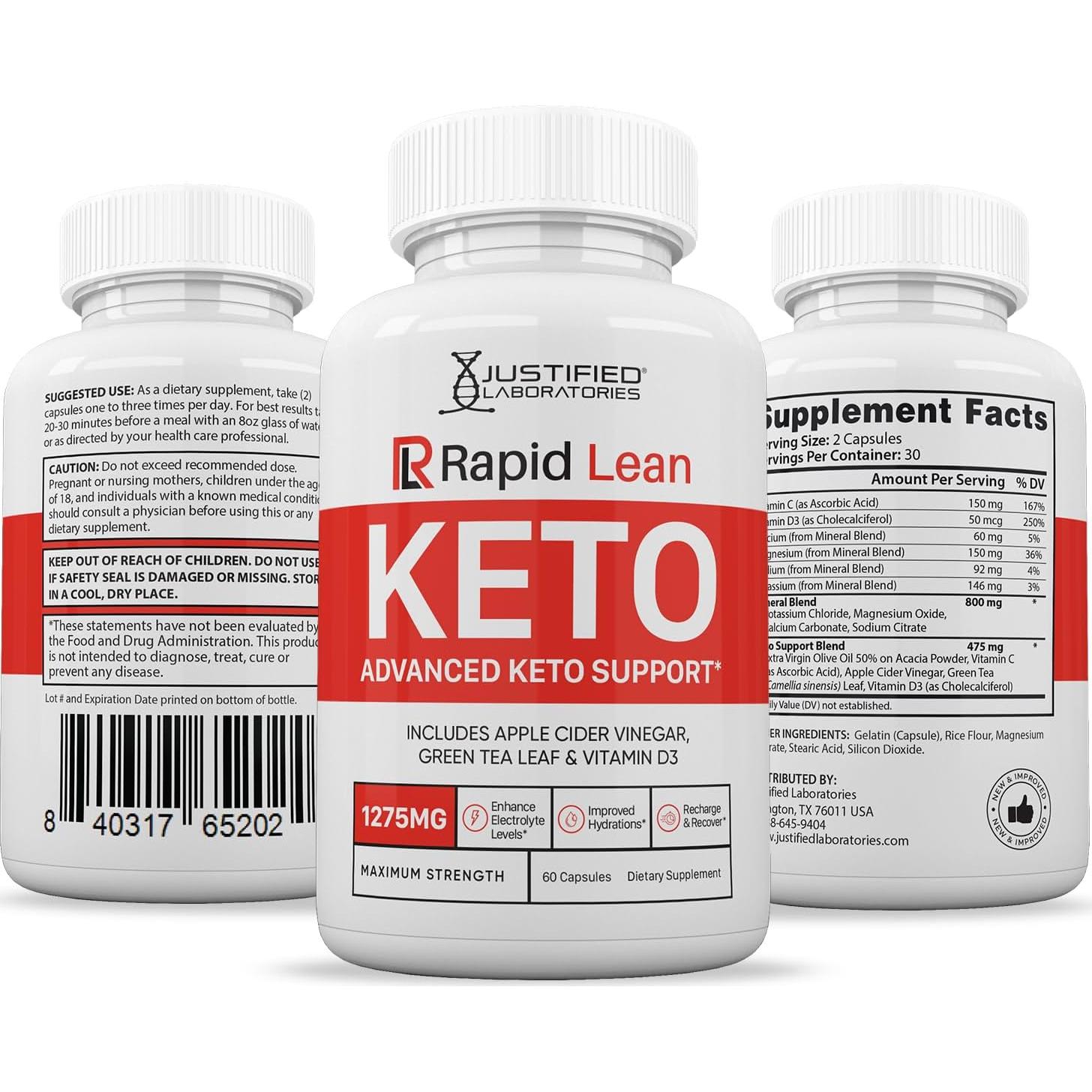 Píldoras Rapid Lean Keto ACV 1275MG - 60 Cápsulas Vegetales