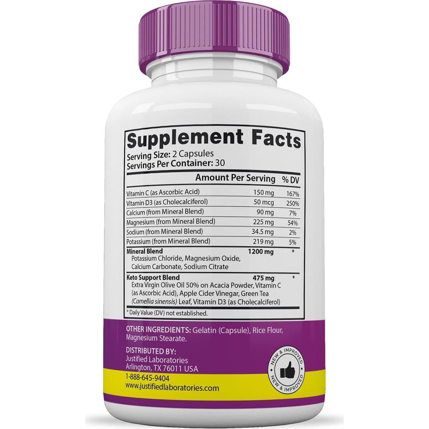 Pastillas Keto ACV Extremas 1675MG Laboratorios Justificados 180 Cápsulas