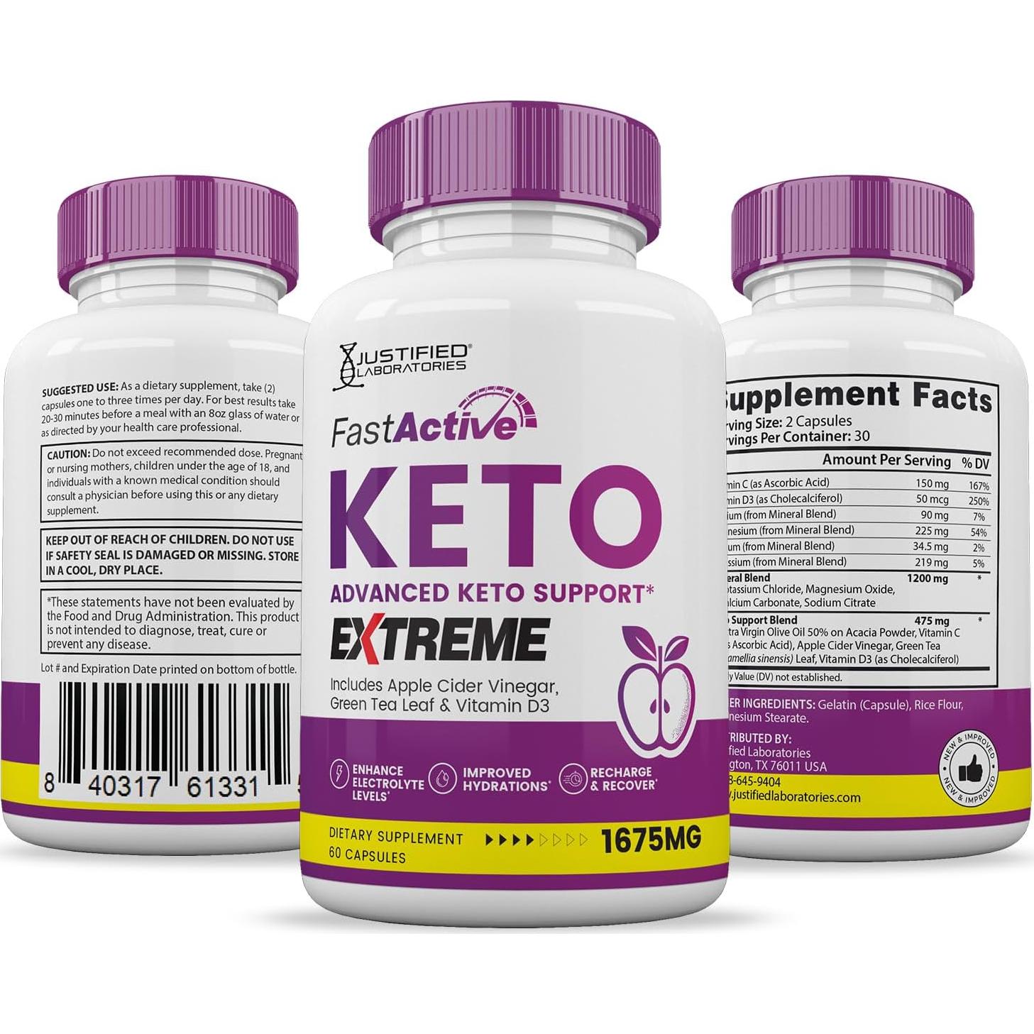 Pastillas Keto ACV Extremas 1675MG Laboratorios Justificados 180 Cápsulas