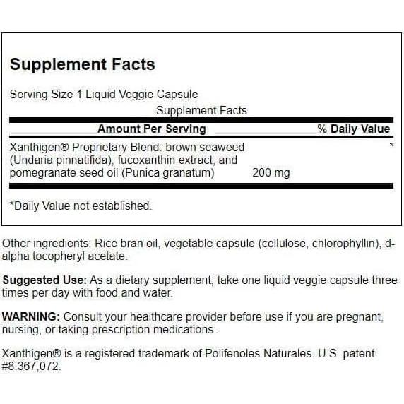 Suplemento Xanthigen Swanson - 90 Cápsulas Vegetales 200 mg