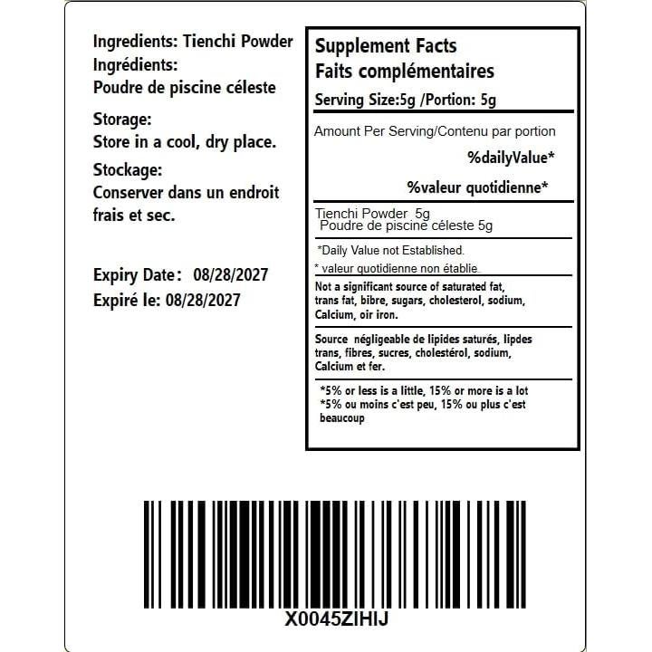 Polvo de Ginseng Tienchi 100% Puro 250g - Sanqi Premium