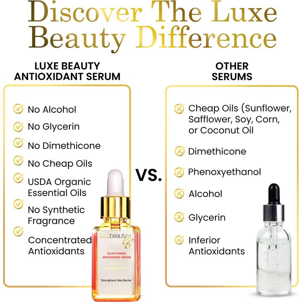 Suero Facial Antioxidante Luxe Beauty con Astaxantina Orgánica 136g