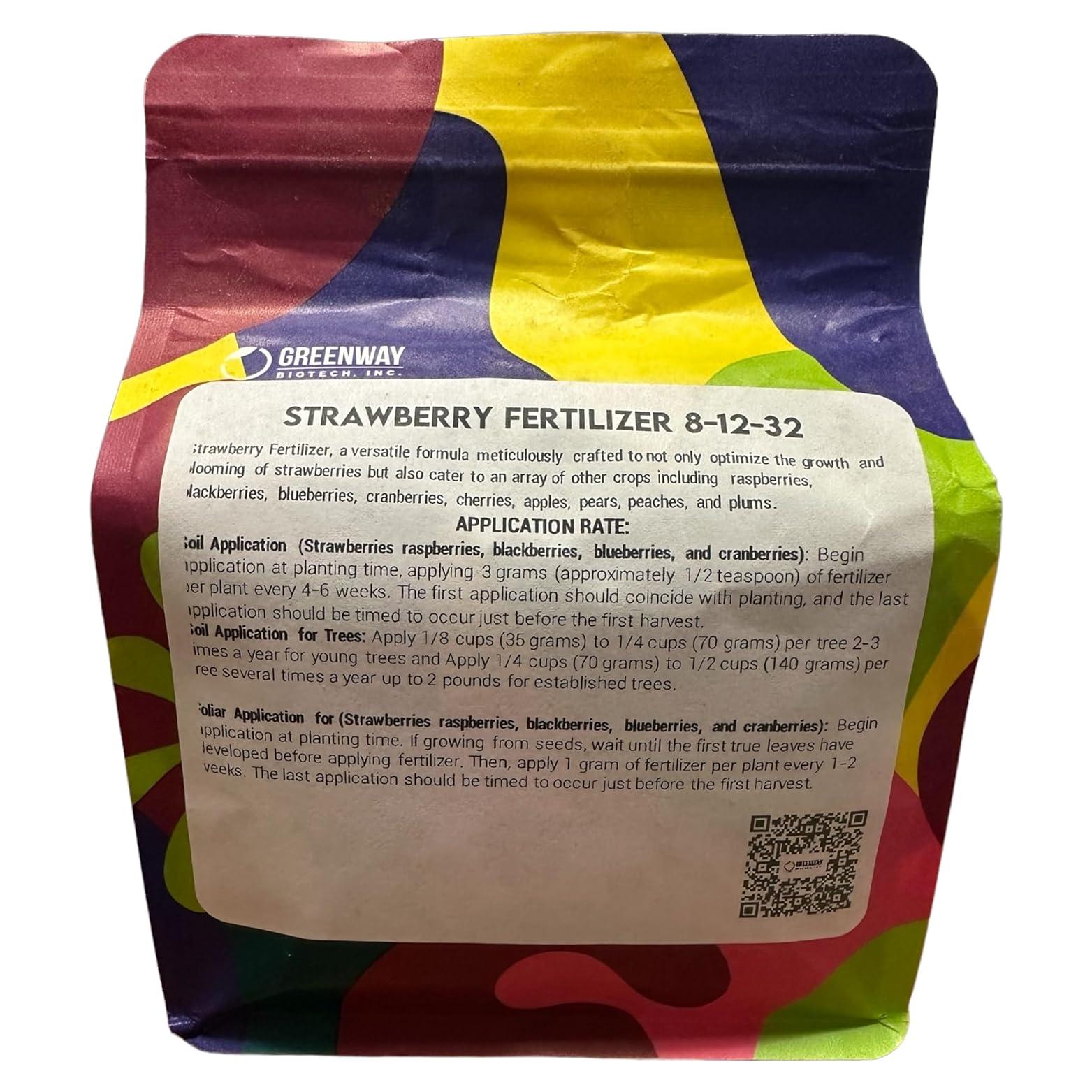 Fertilizante en polvo Greenway Biotech para fresas 8-12-32 900g