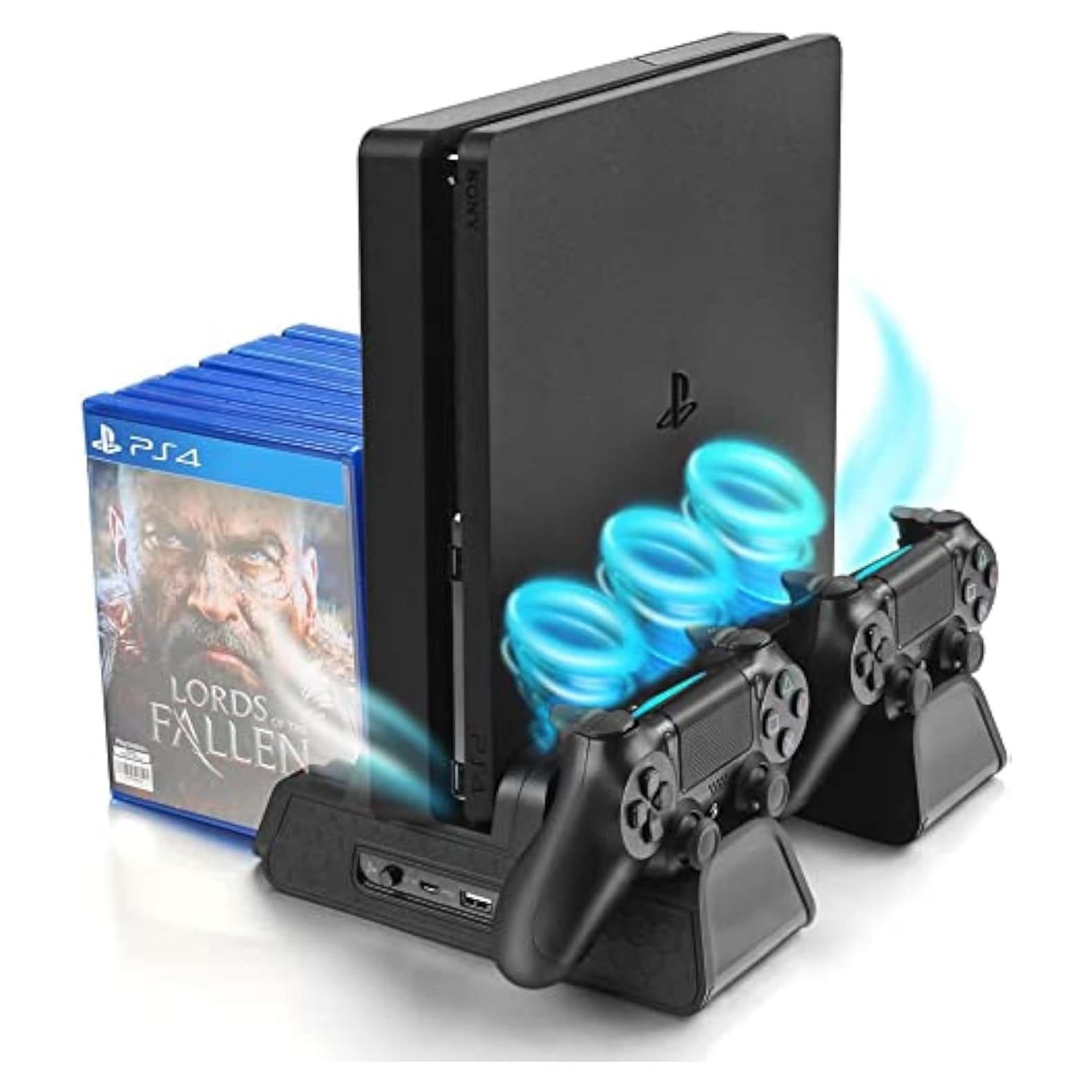 Soporte Vertical URWOOW para PS4 con Ventilador y Cargador