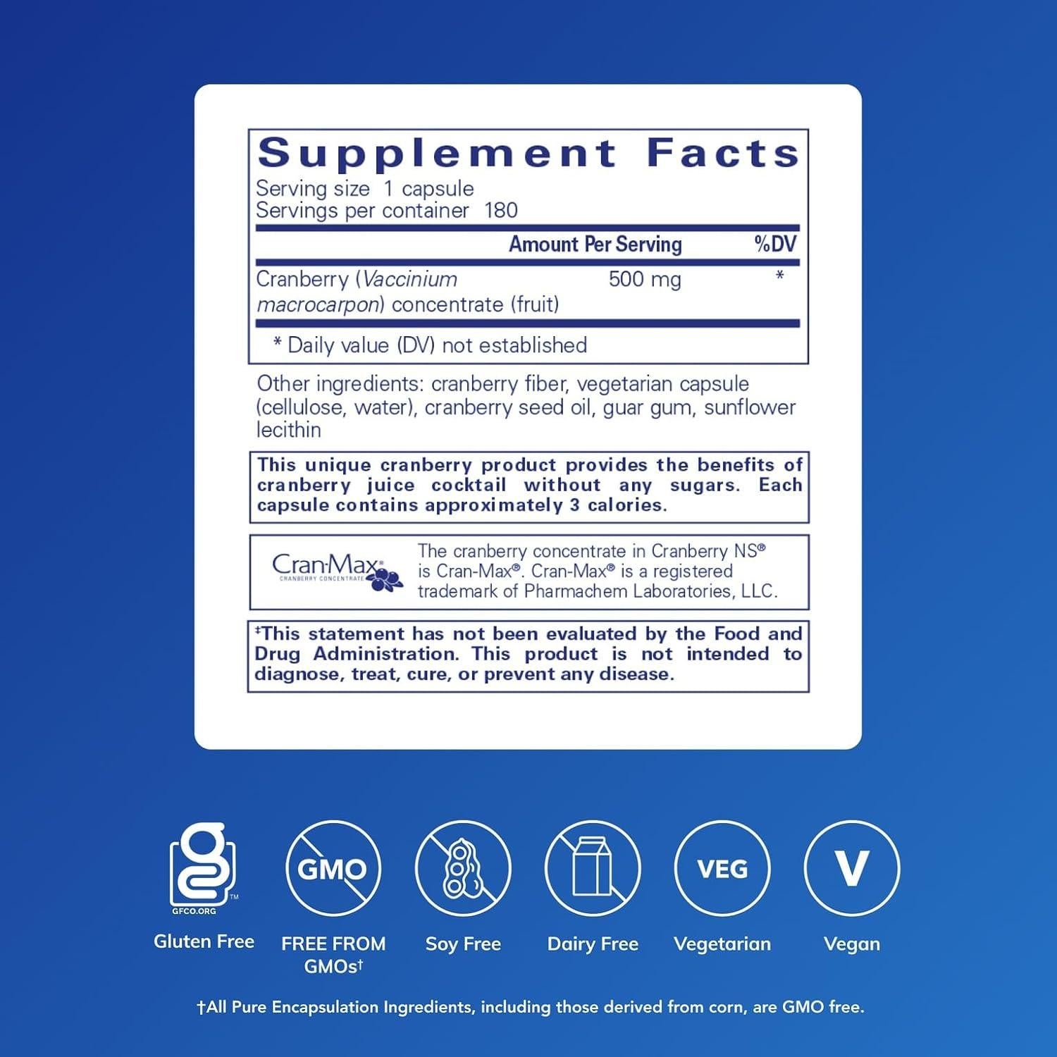 Suplemento Hipoalergénico Arándano NS Pure Encapsulations 180 Cápsulas