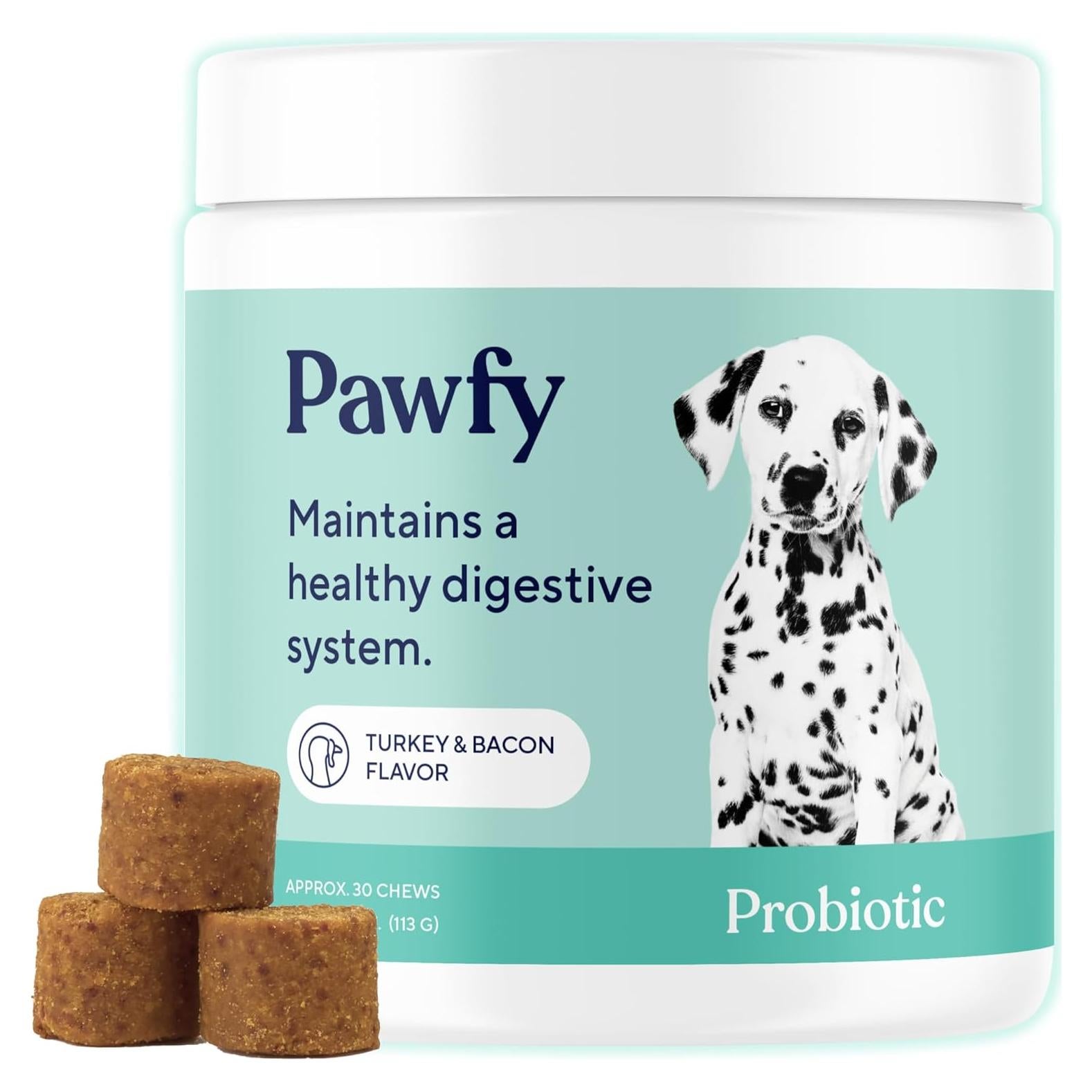 Probioticos Pawfy para Perros 30 Masticables Sabor Bacón