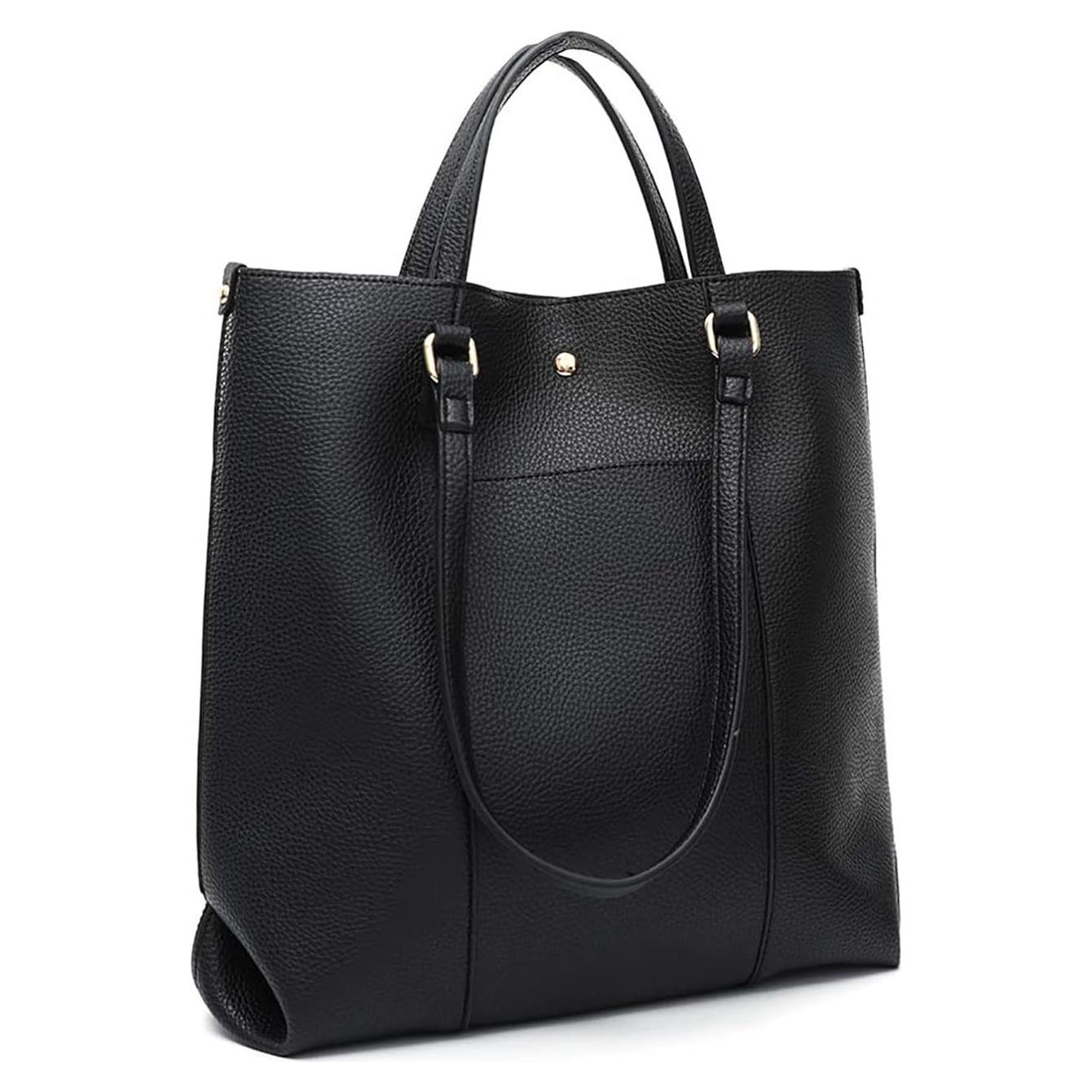 Bolso Tote Montana West Negro Grande de Cuero Vegano