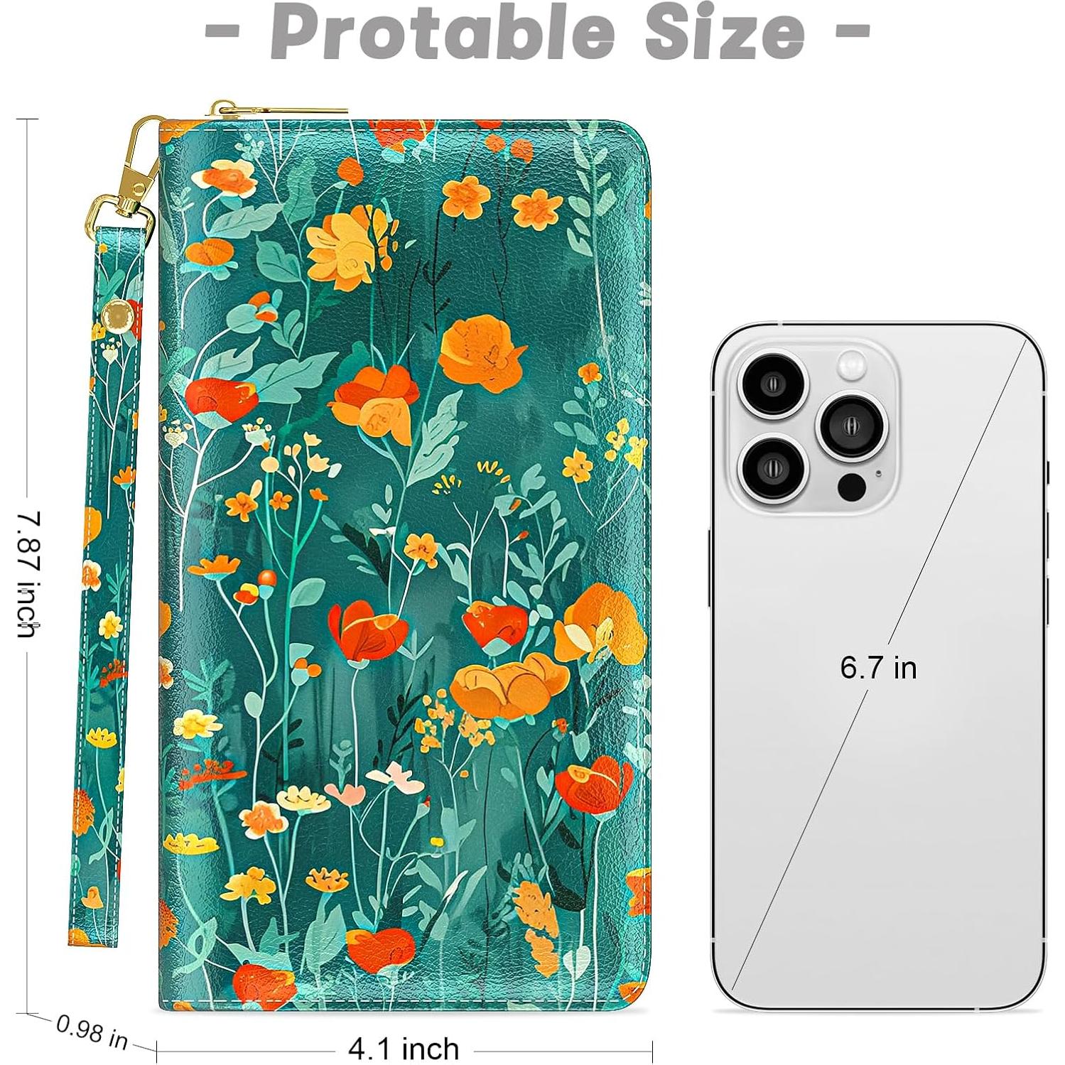 Cartera RFID para Mujeres Aiawoxc con 12 Ranuras y Correa