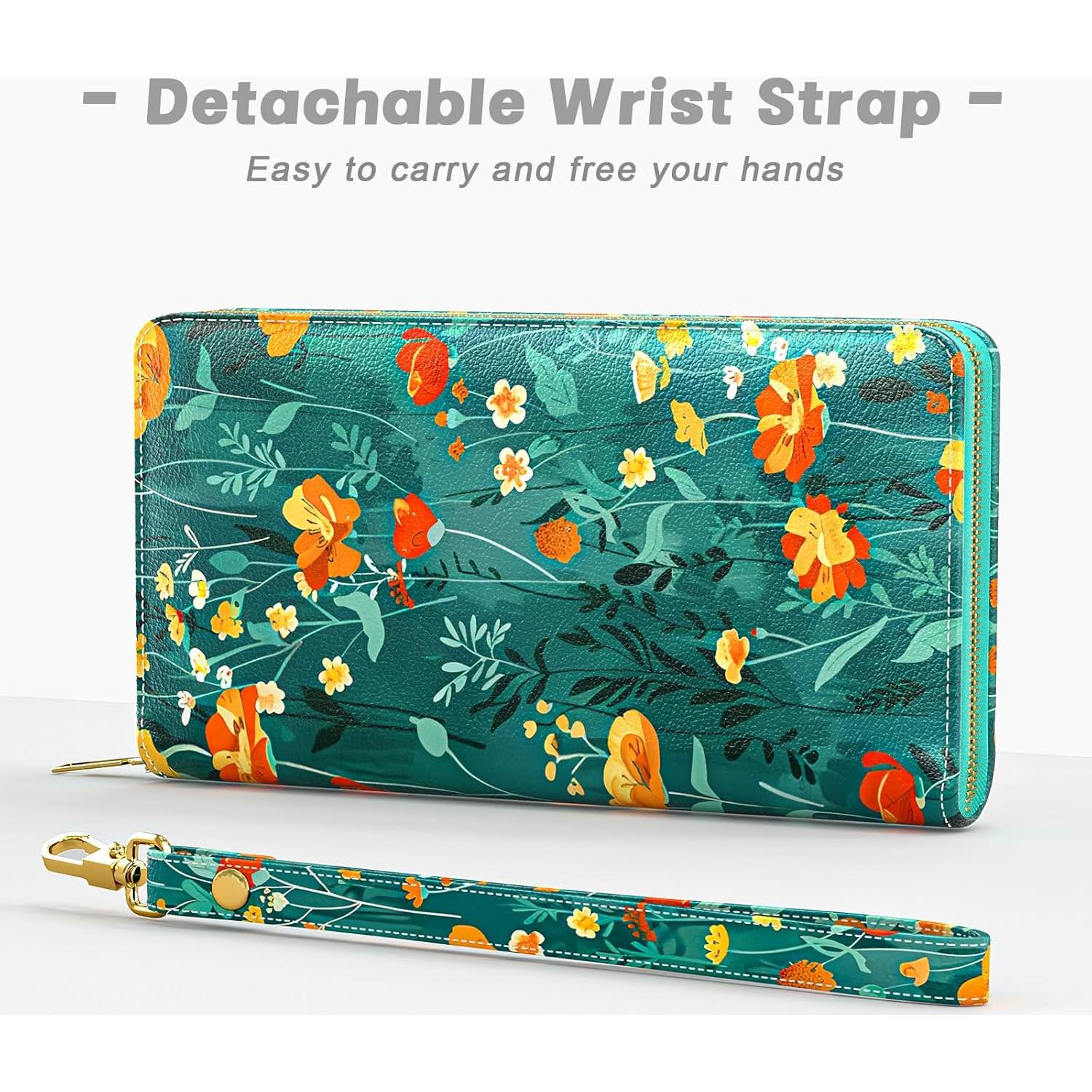 Cartera RFID para Mujeres Aiawoxc con 12 Ranuras y Correa