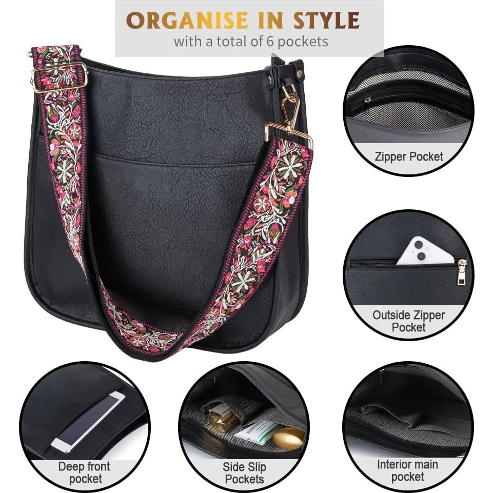 Bolso de hombro Viva Terry de cuero vegano negro