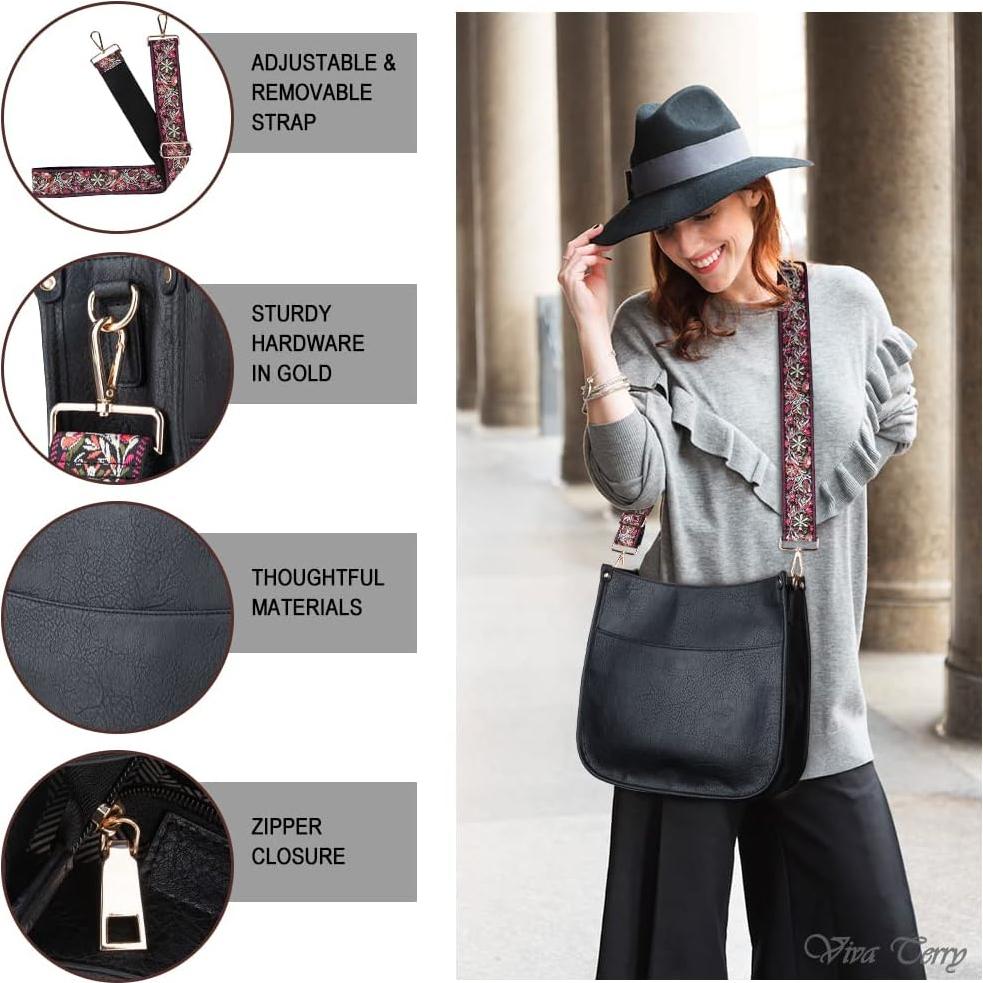 Bolso de hombro Viva Terry de cuero vegano negro