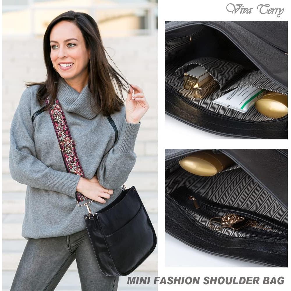 Bolso de hombro Viva Terry de cuero vegano negro