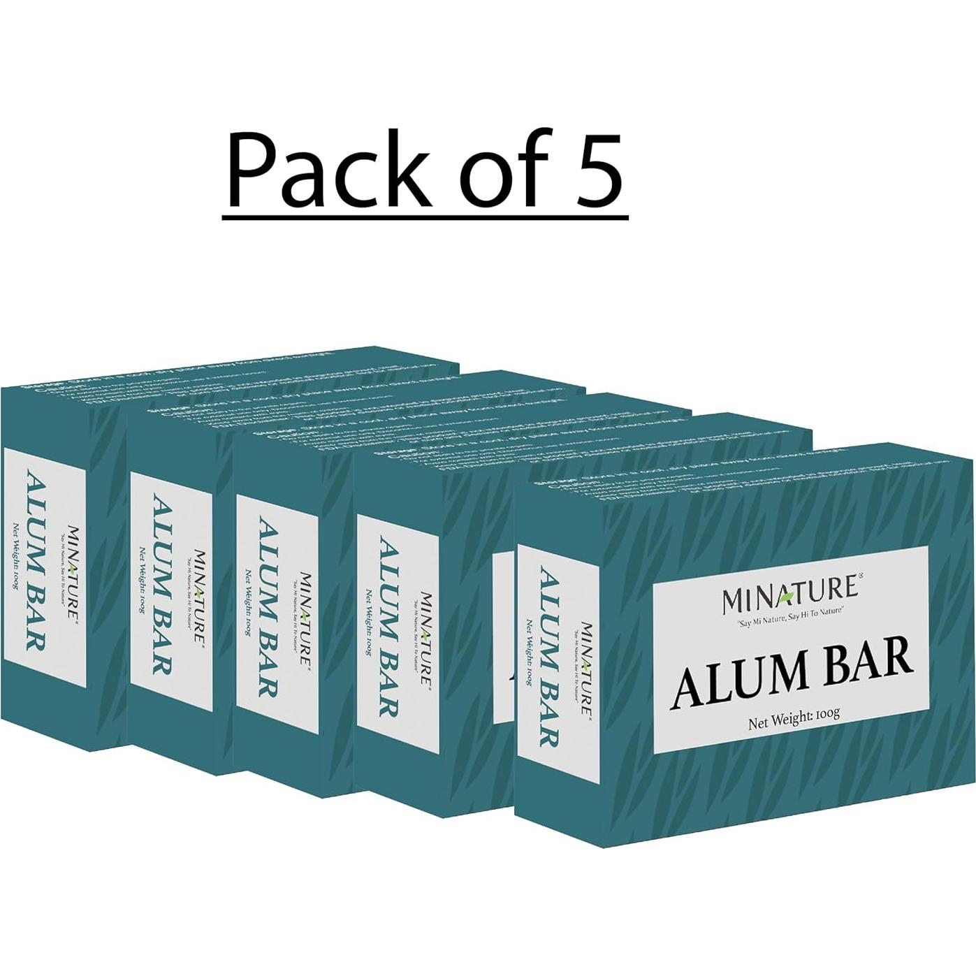 Barra de Alumbre Natural Mi Nature Pure - Paquete de 5 x 100g