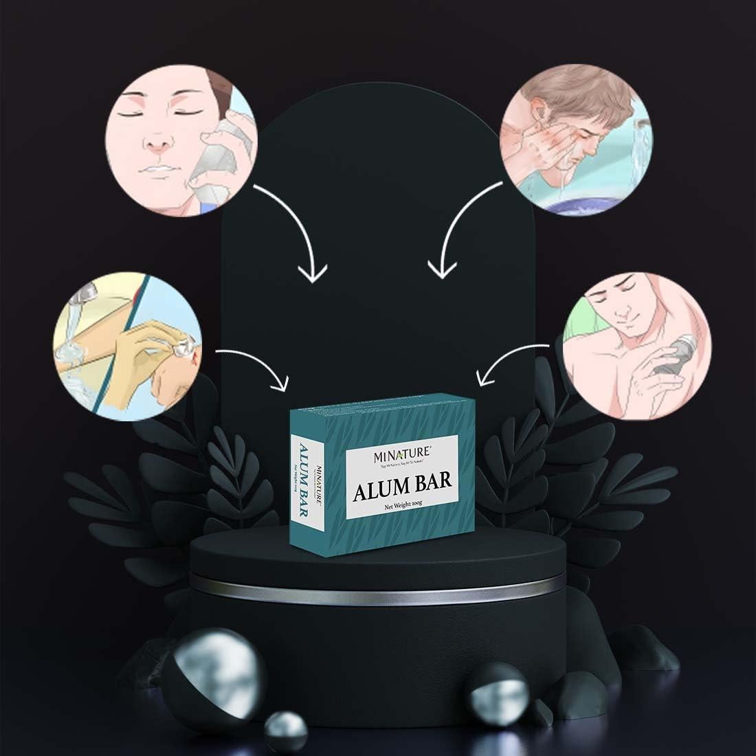 Barra de Alumbre Natural Mi Nature Pure - Paquete de 5 x 100g