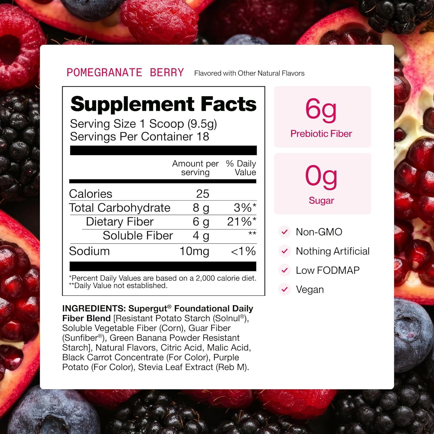 Polvo de Fibra Diaria Supergut 170g Vegano Sabor Granada