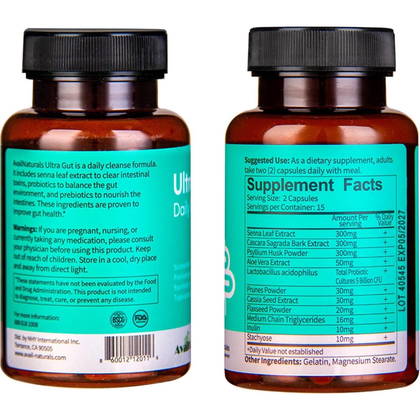 Ultra Gut Daily Cleanse - 30 Cápsulas de Salud Intestinal