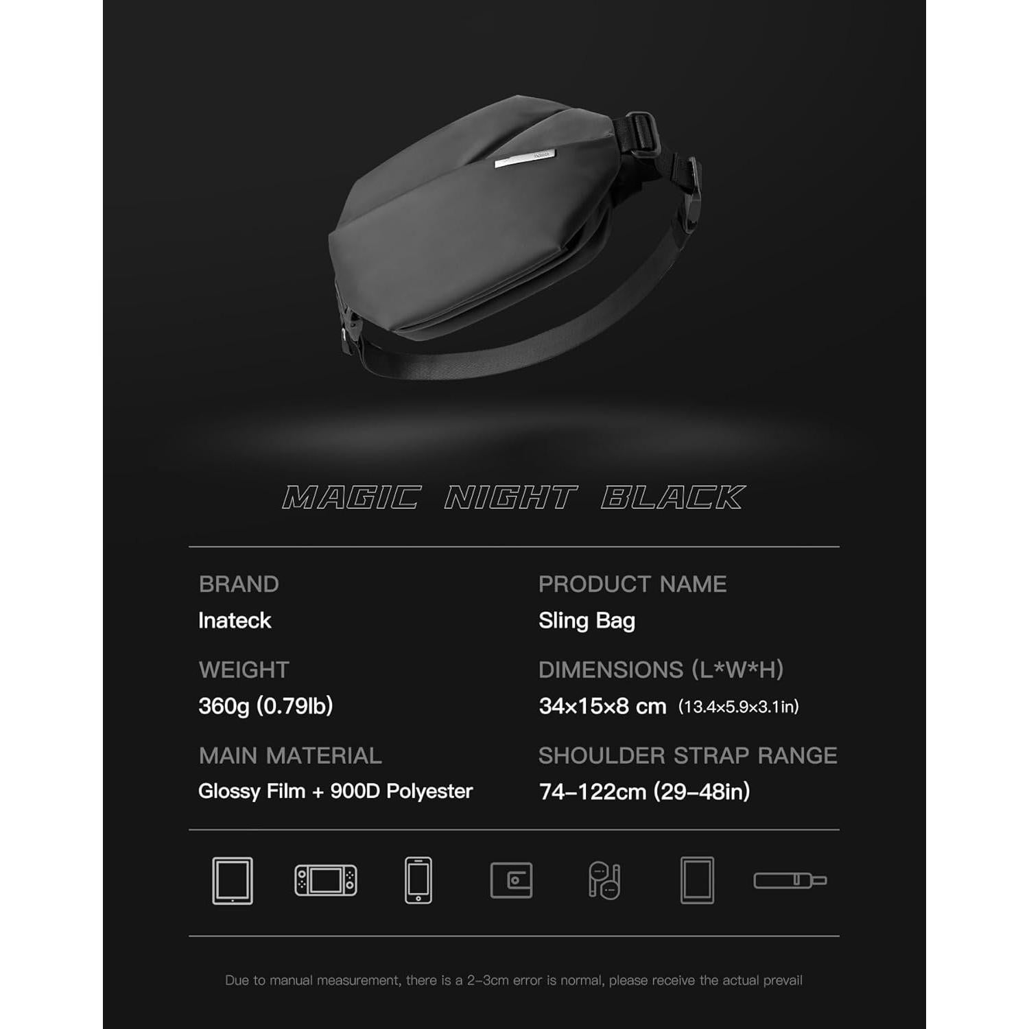 Mochila Cruzada Inateck LB03014-BK 4L Impermeable Negra