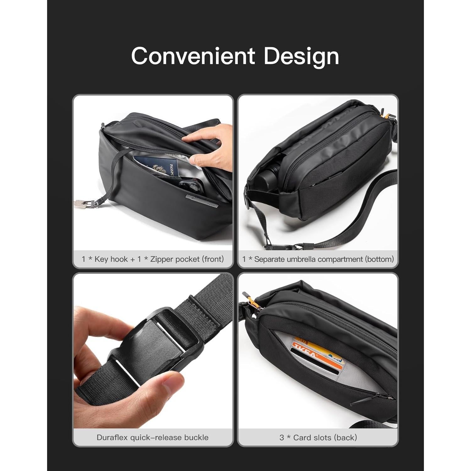 Mochila Cruzada Inateck LB03014-BK 4L Impermeable Negra