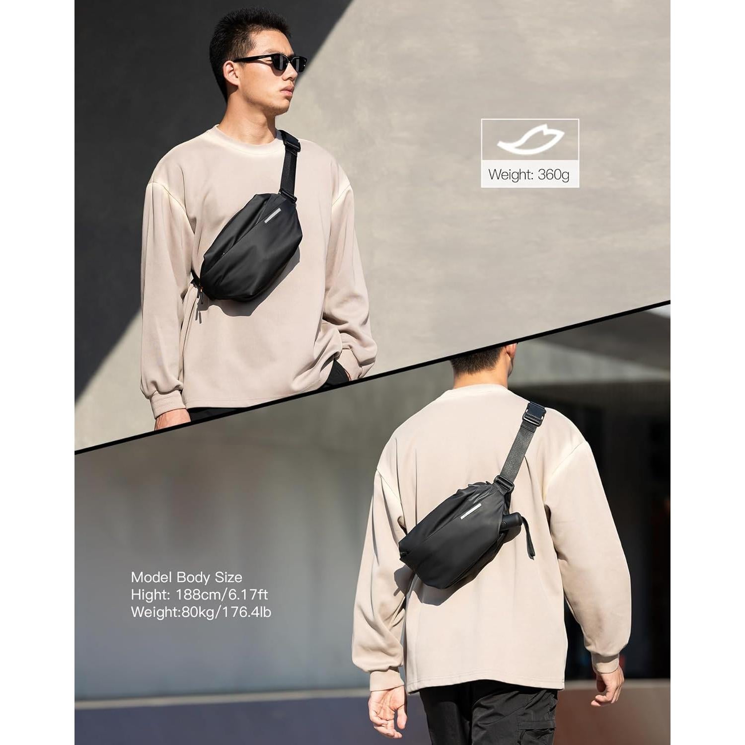 Mochila Cruzada Inateck LB03014-BK 4L Impermeable Negra