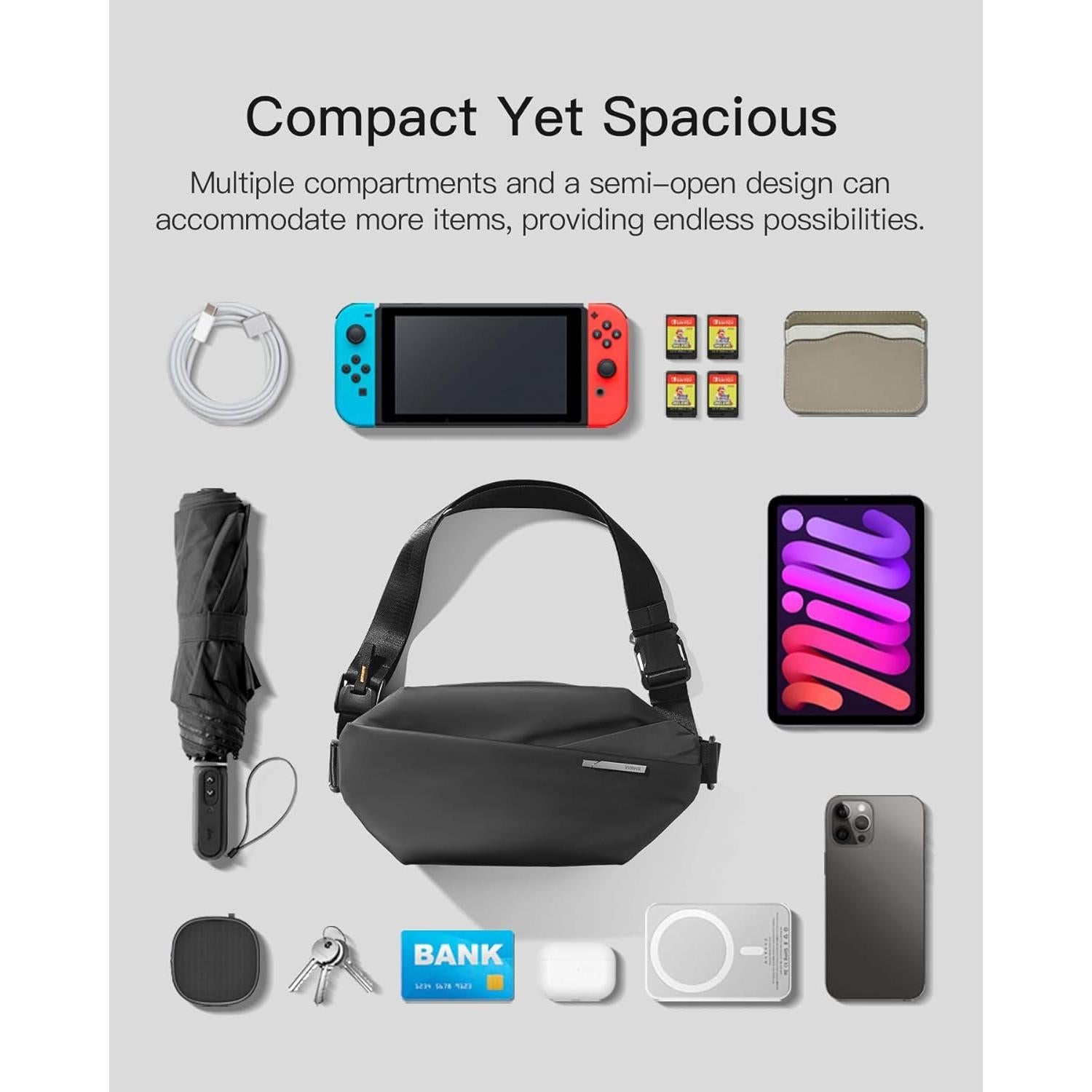 Mochila Cruzada Inateck LB03014-BK 4L Impermeable Negra