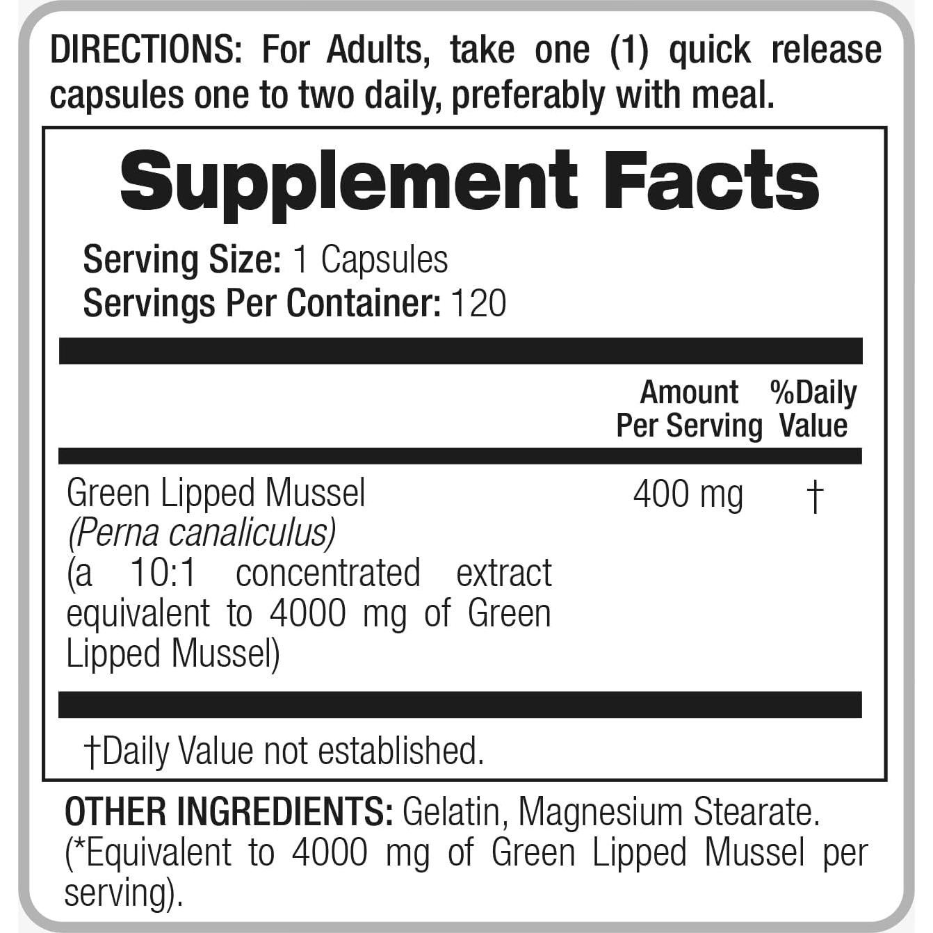 Suplemento Herbal FITO MEDIC'S Mejillón de Labio Verde 120 Cápsulas 400mg