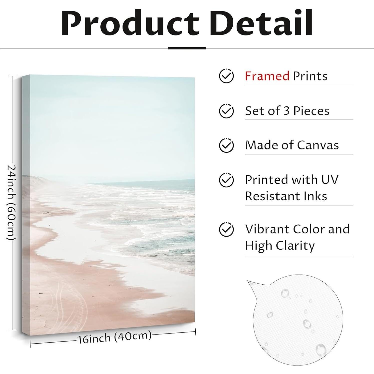 Arte de Pared Oceánico Youillne Juego de 3 Lienzo 40x60 cm