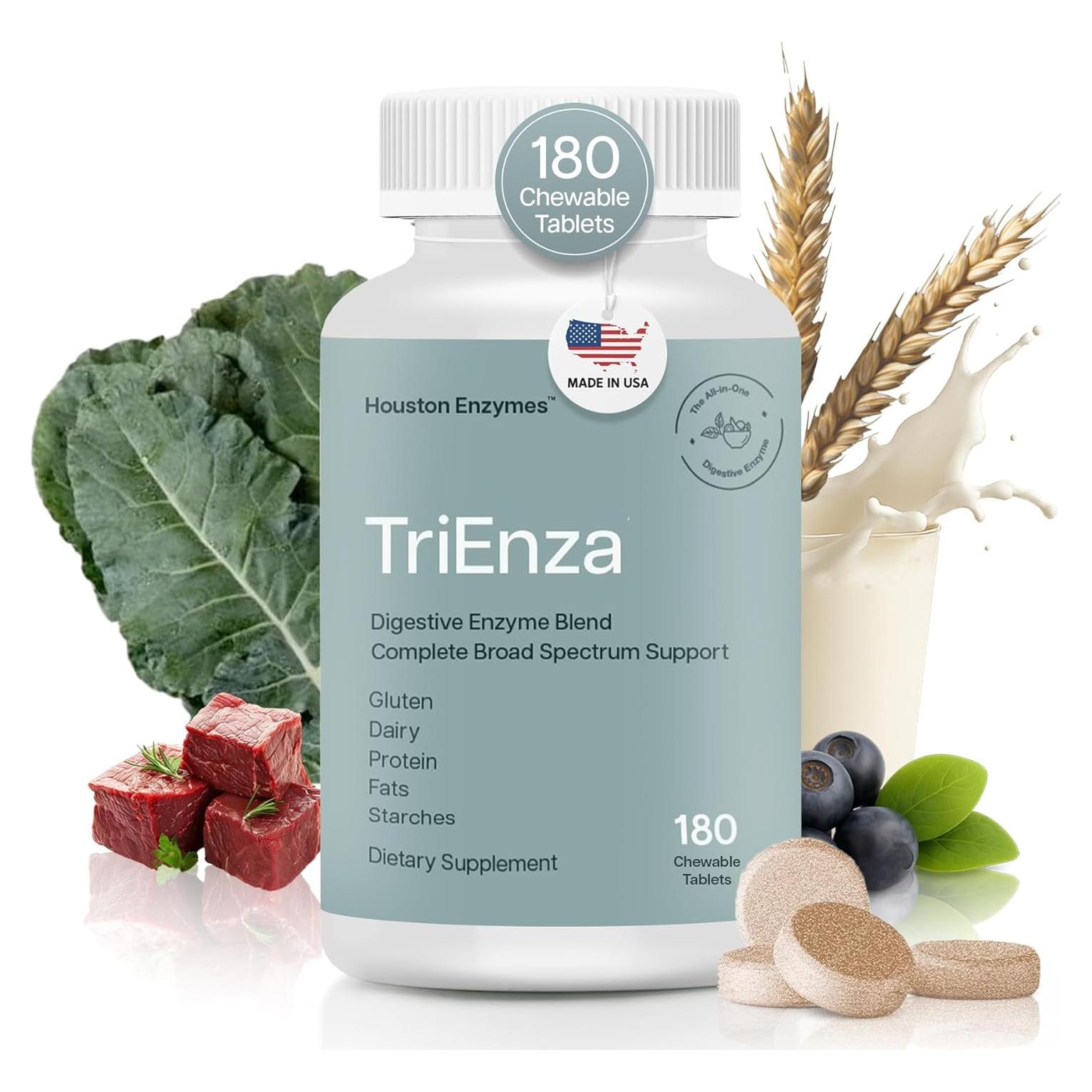 Suplemento Digestivo Houston Enzymes TriEnza 180 Tabletas