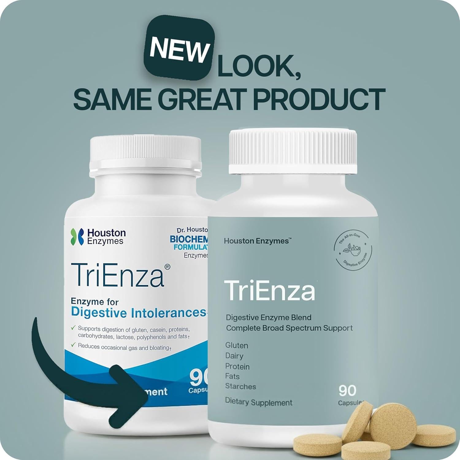 Suplemento Digestivo Houston Enzymes TriEnza 180 Tabletas