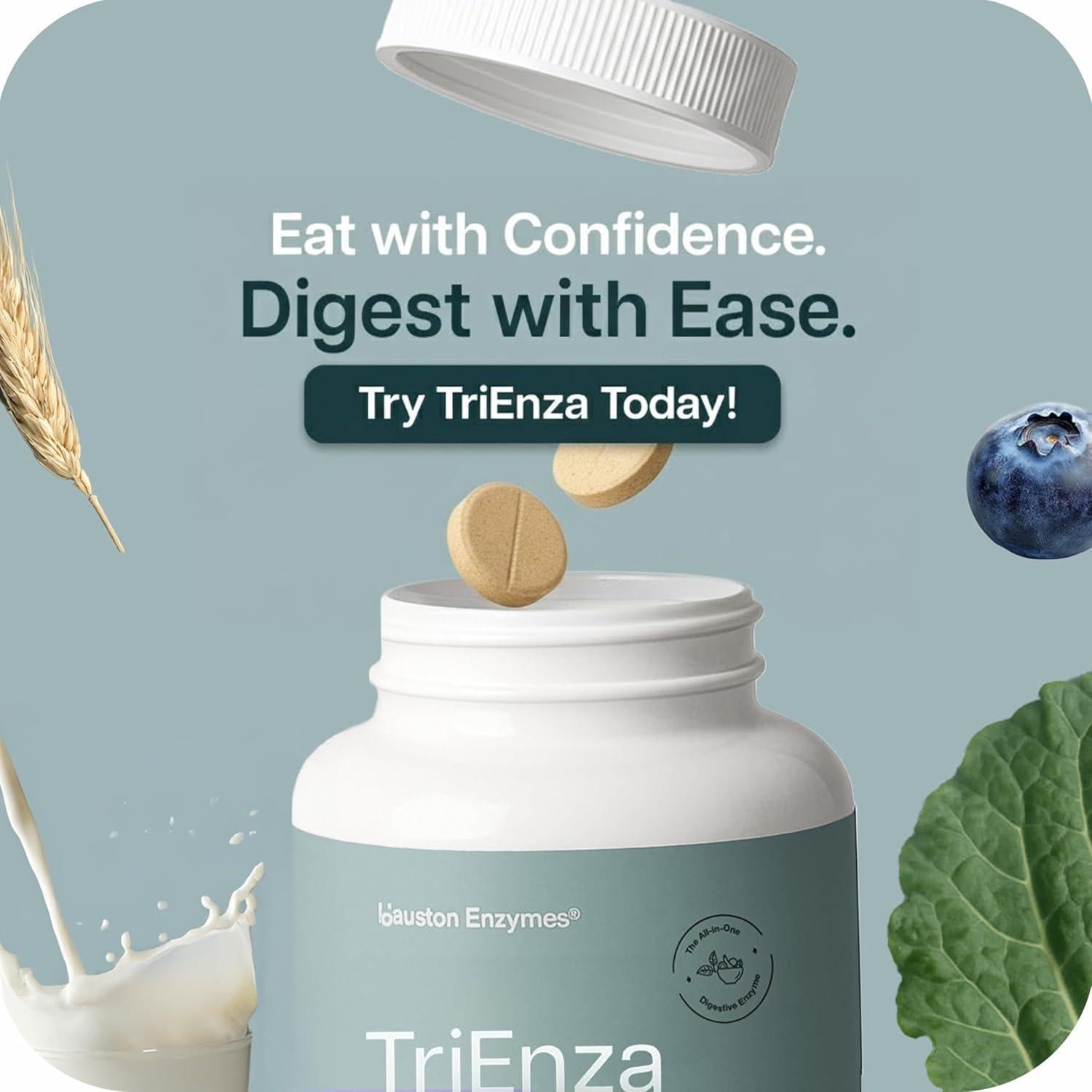 Suplemento Digestivo Houston Enzymes TriEnza 180 Tabletas