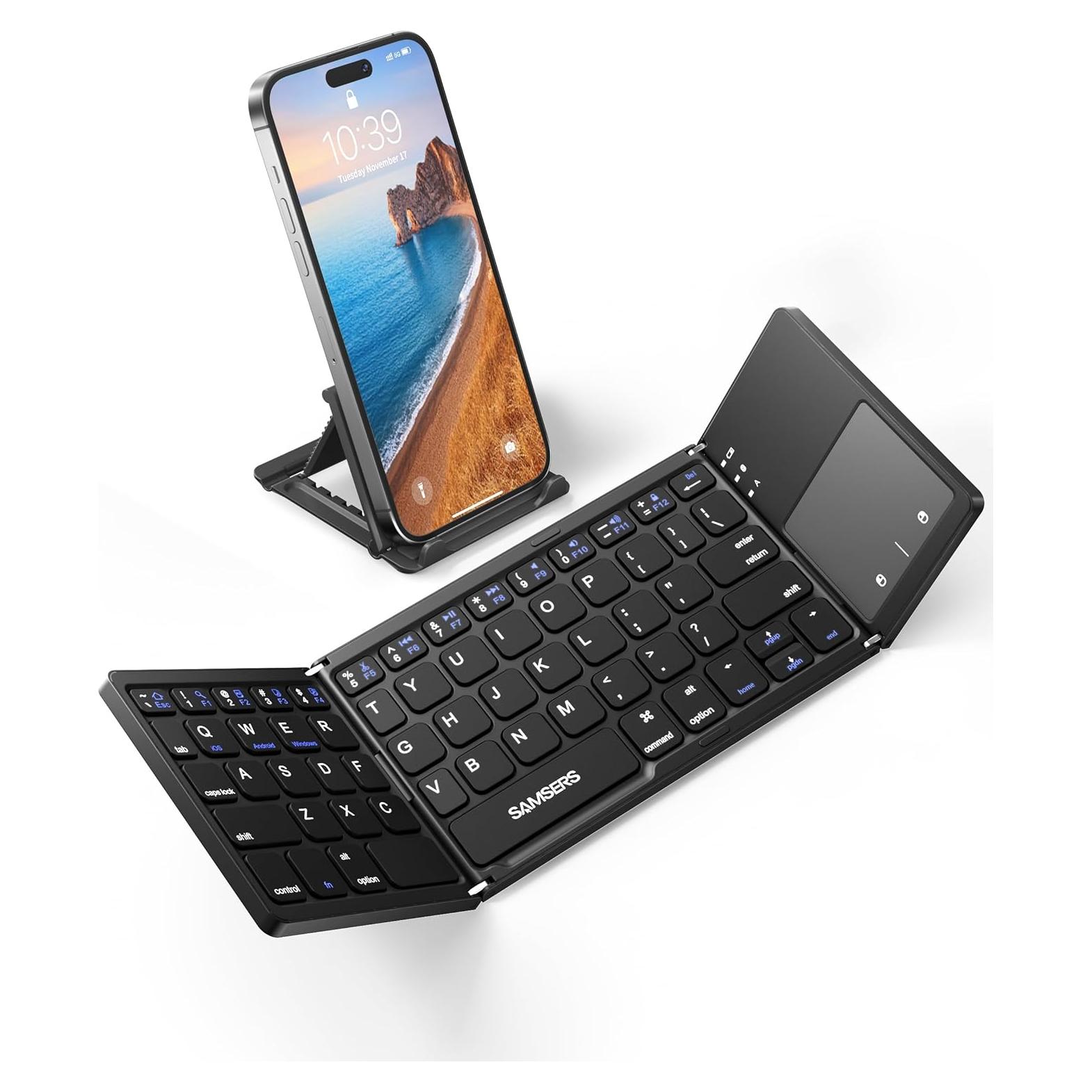 Teclado Bluetooth Plegable Samsers con Touchpad - Negro