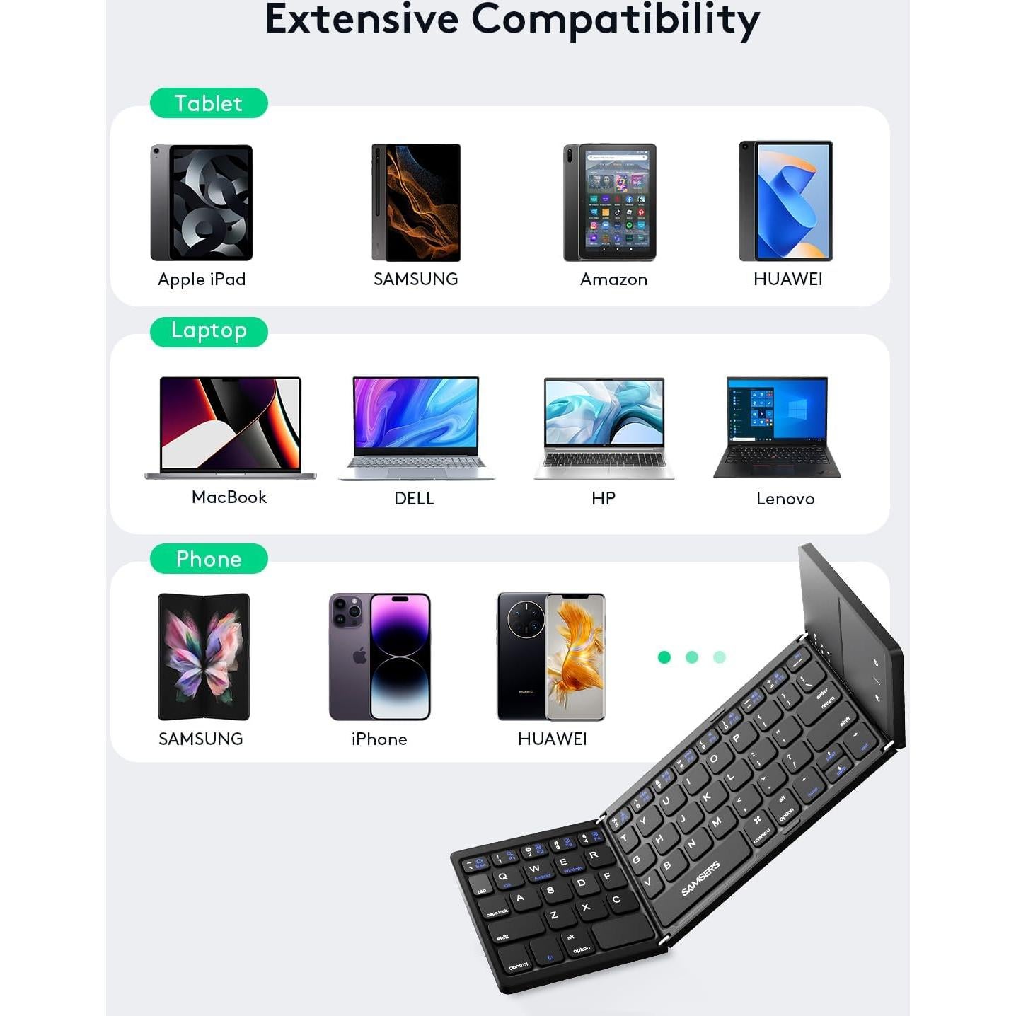 Teclado Bluetooth Plegable Samsers con Touchpad - Negro