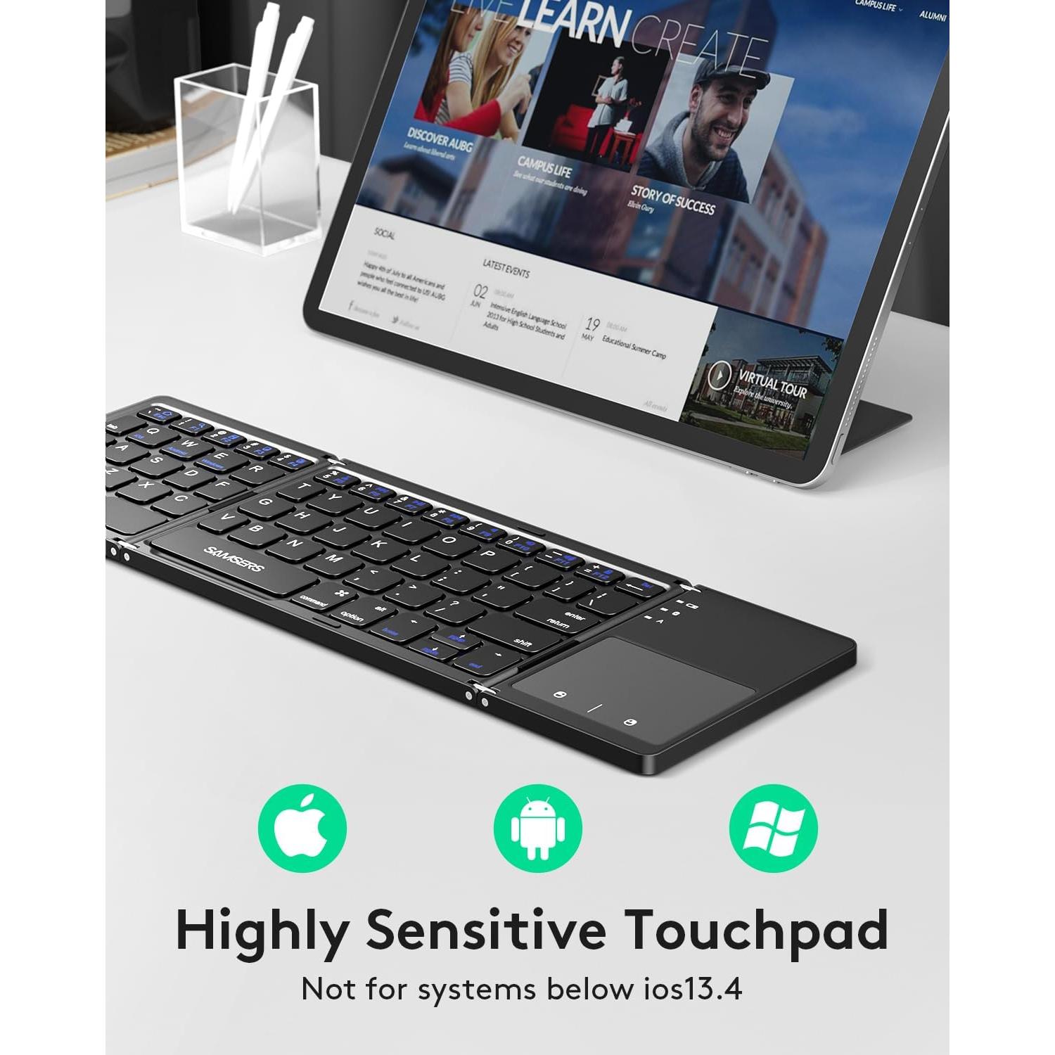 Teclado Bluetooth Plegable Samsers con Touchpad - Negro