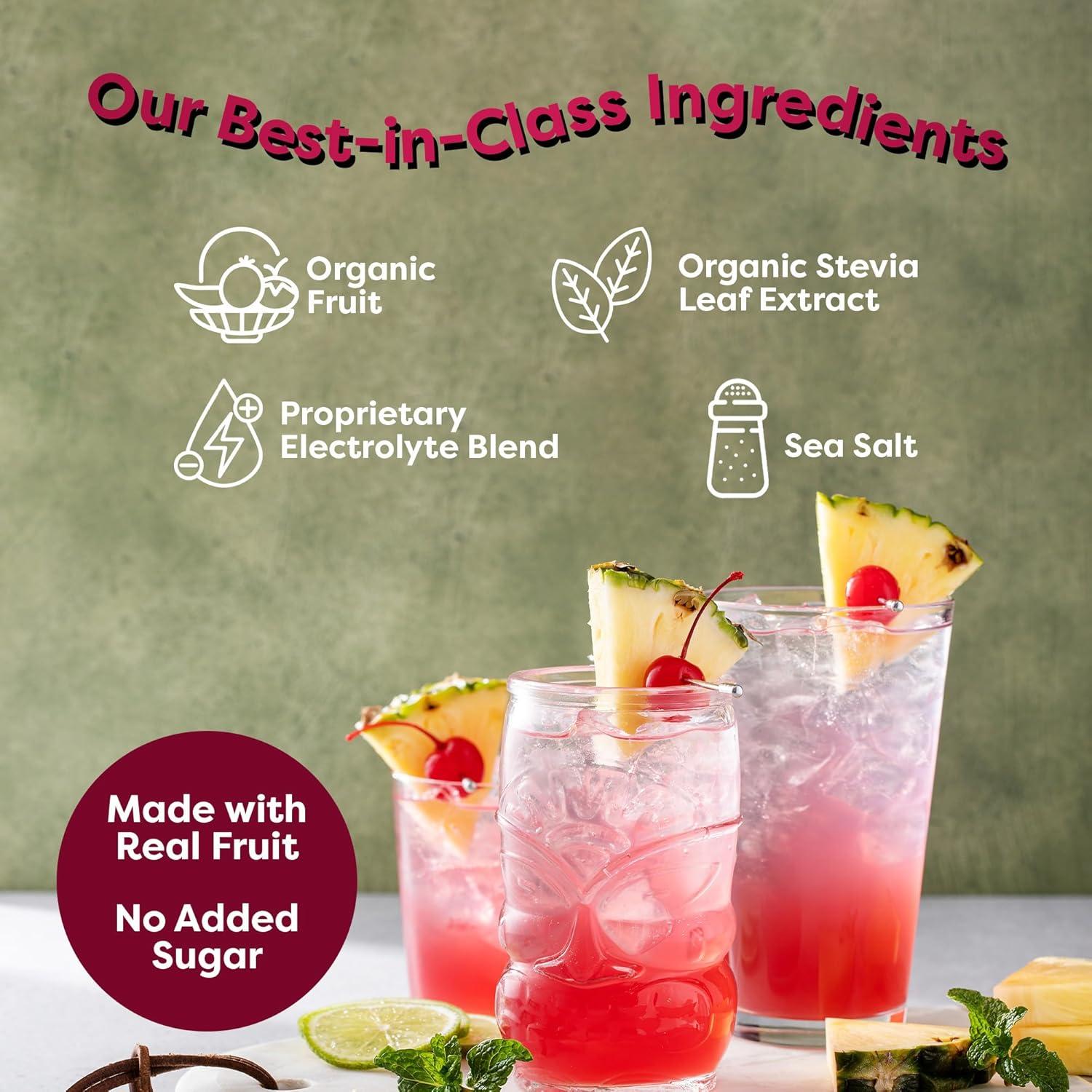 Paquetes de Polvo de Electrolitos FlavCity Sabor Frutas y Coco de Piña - 28 Paquetes de 18g