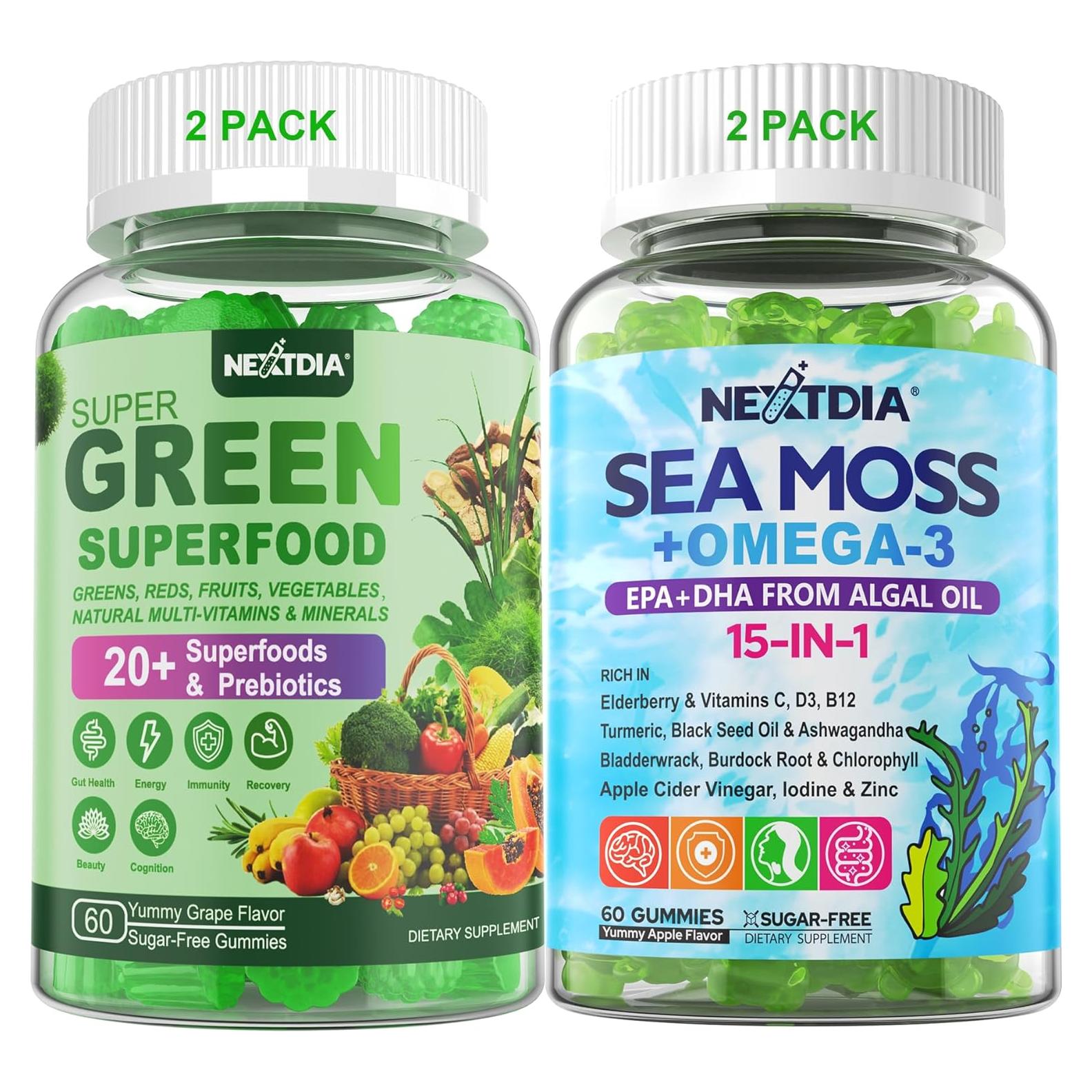 Gomas de Super Greens y Musgo Marino 15-en-1 Orgánico