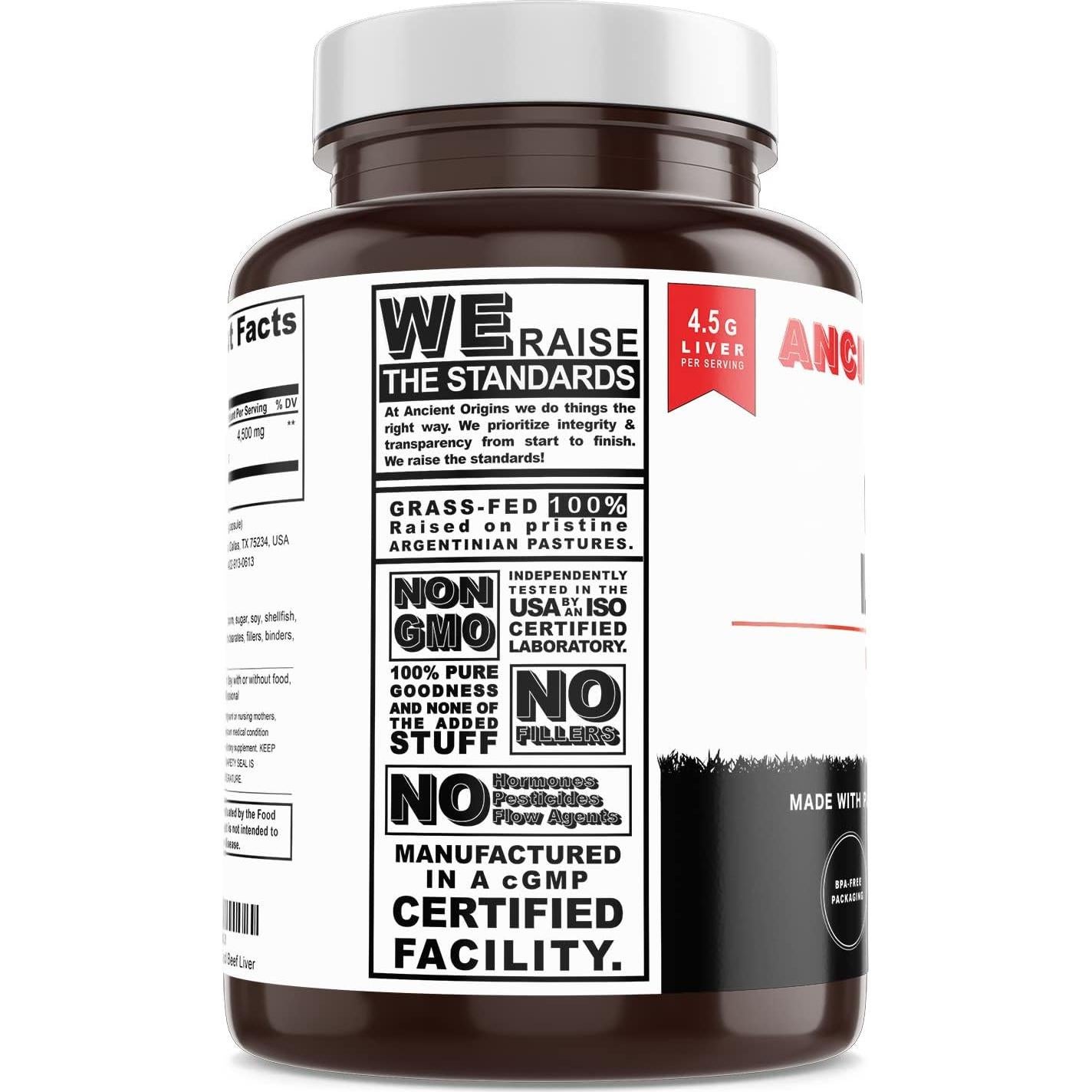 Suplemento de Hígado de Res Alimentado con Pasto Ancient Origins 360 Cápsulas