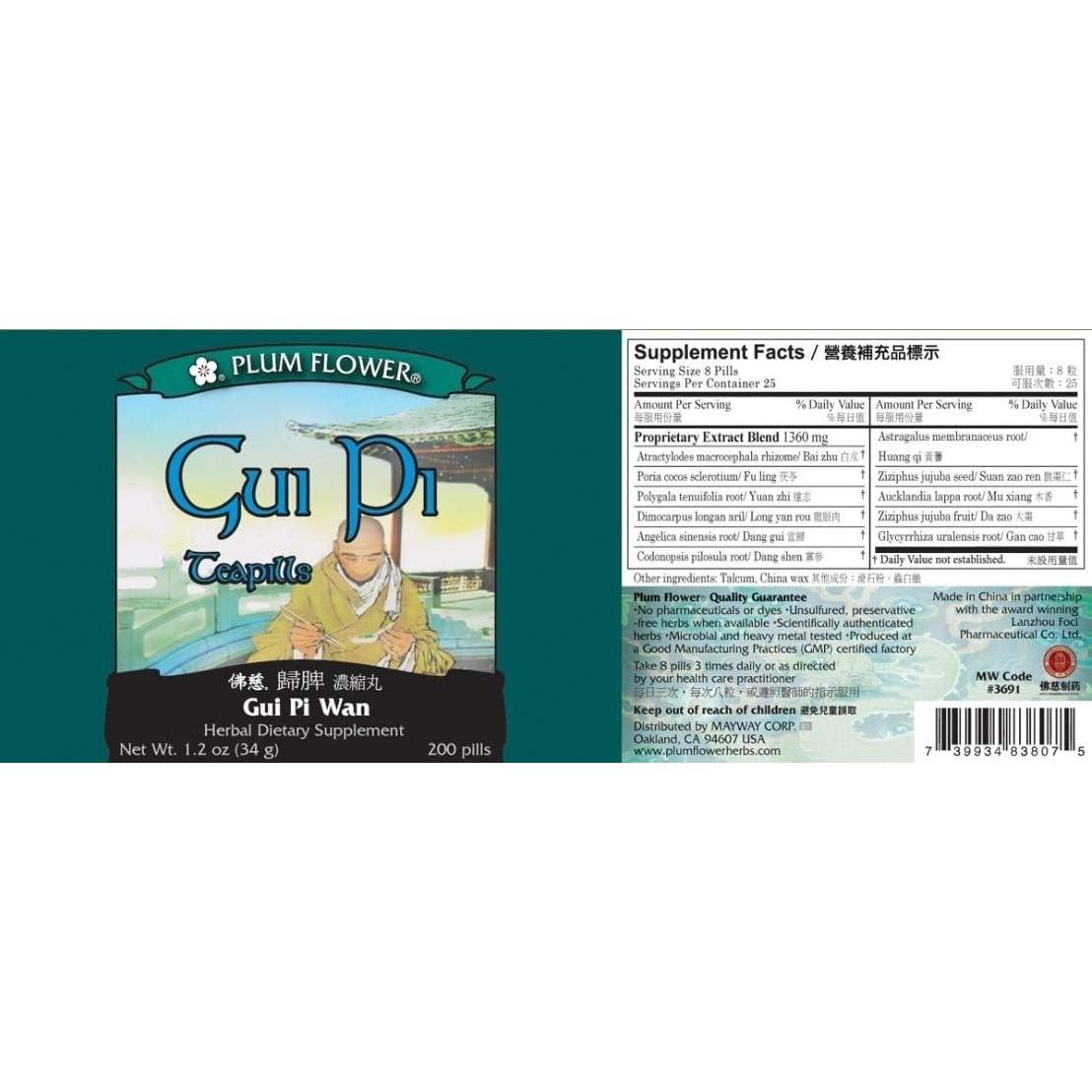 Gui Pi Wan 1000 Ct - Flor de Ciruelo - Suplemento Herbal