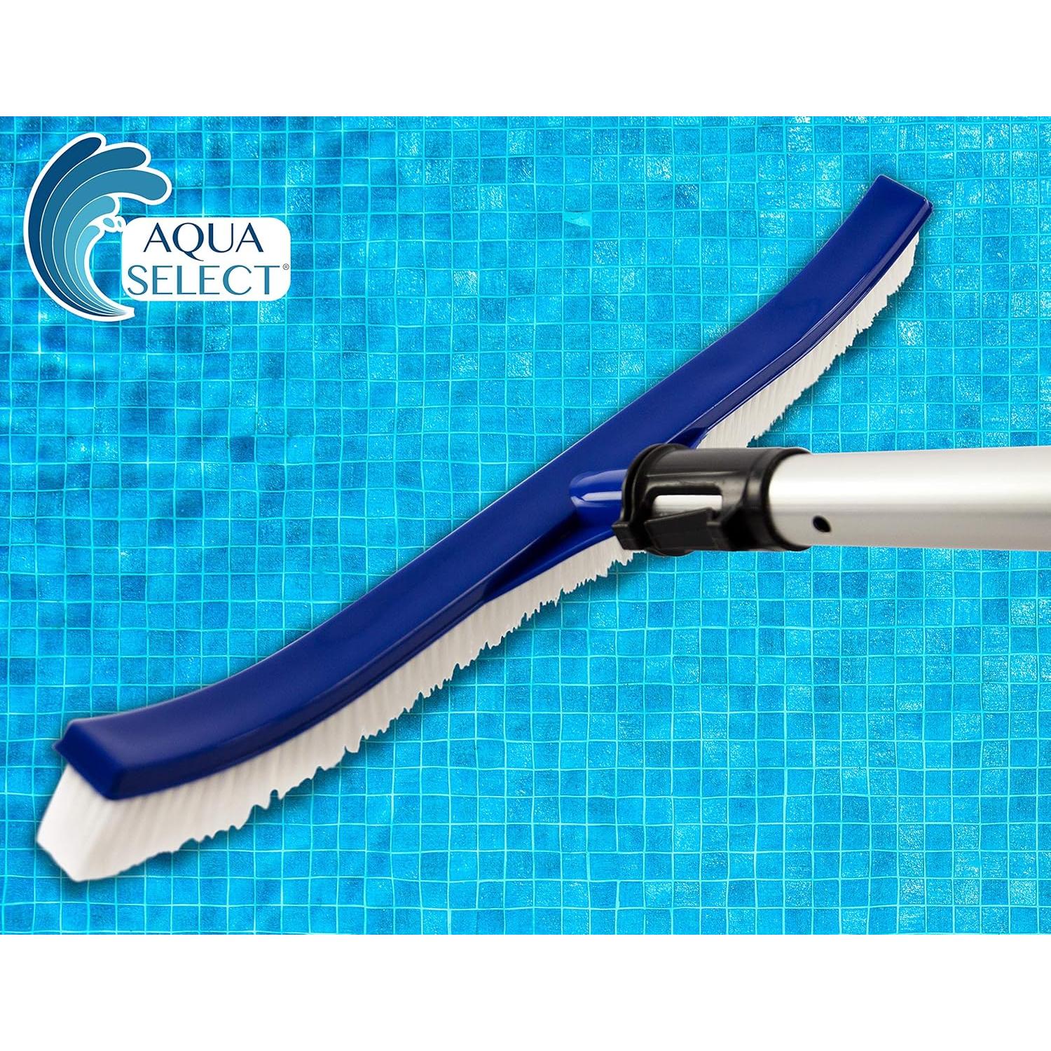 Kit de Mantenimiento de Piscinas Aqua Select | Polo Telescópico 2.13m, Cepillo y Rastrillo