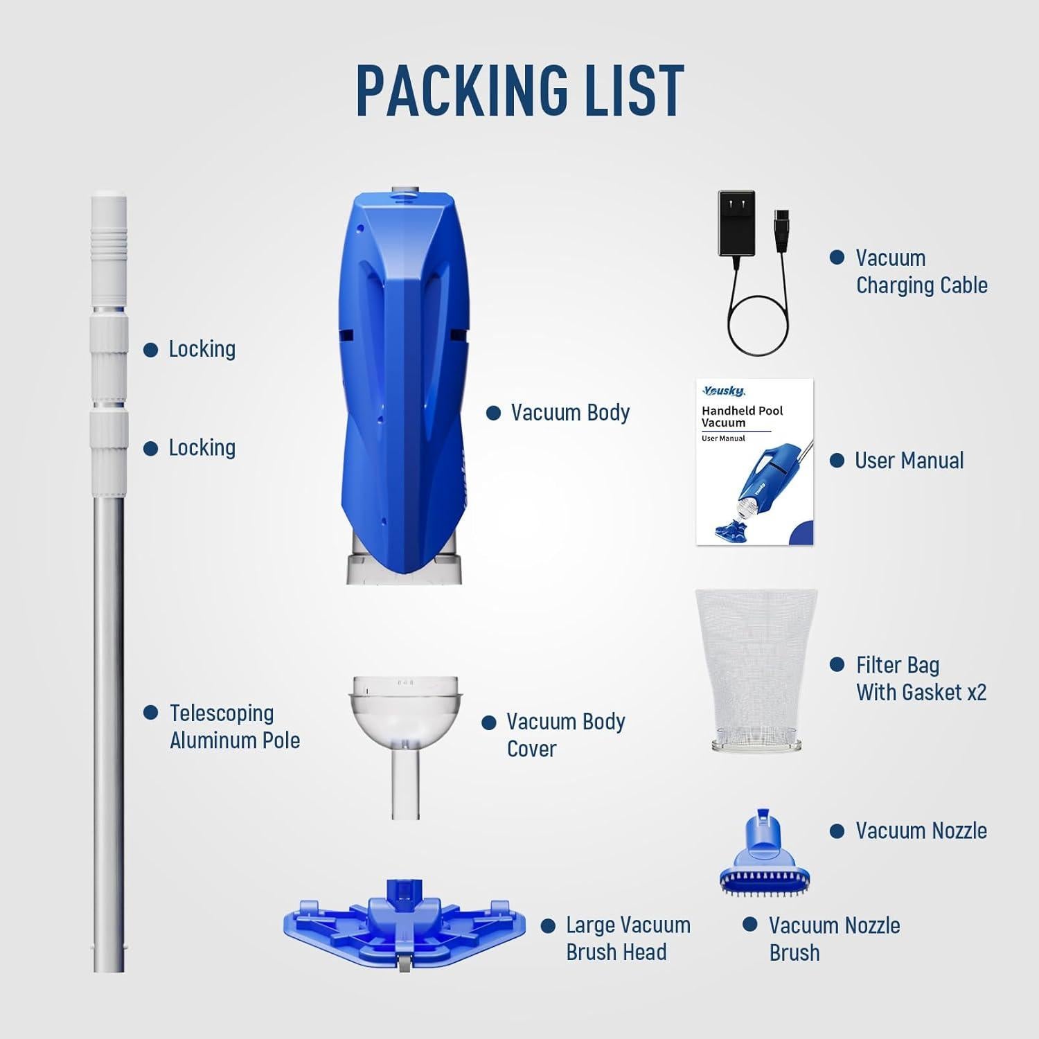 Limpiador de piscina inalámbrico Yousky 2025 S1 Pro 18.5GPM