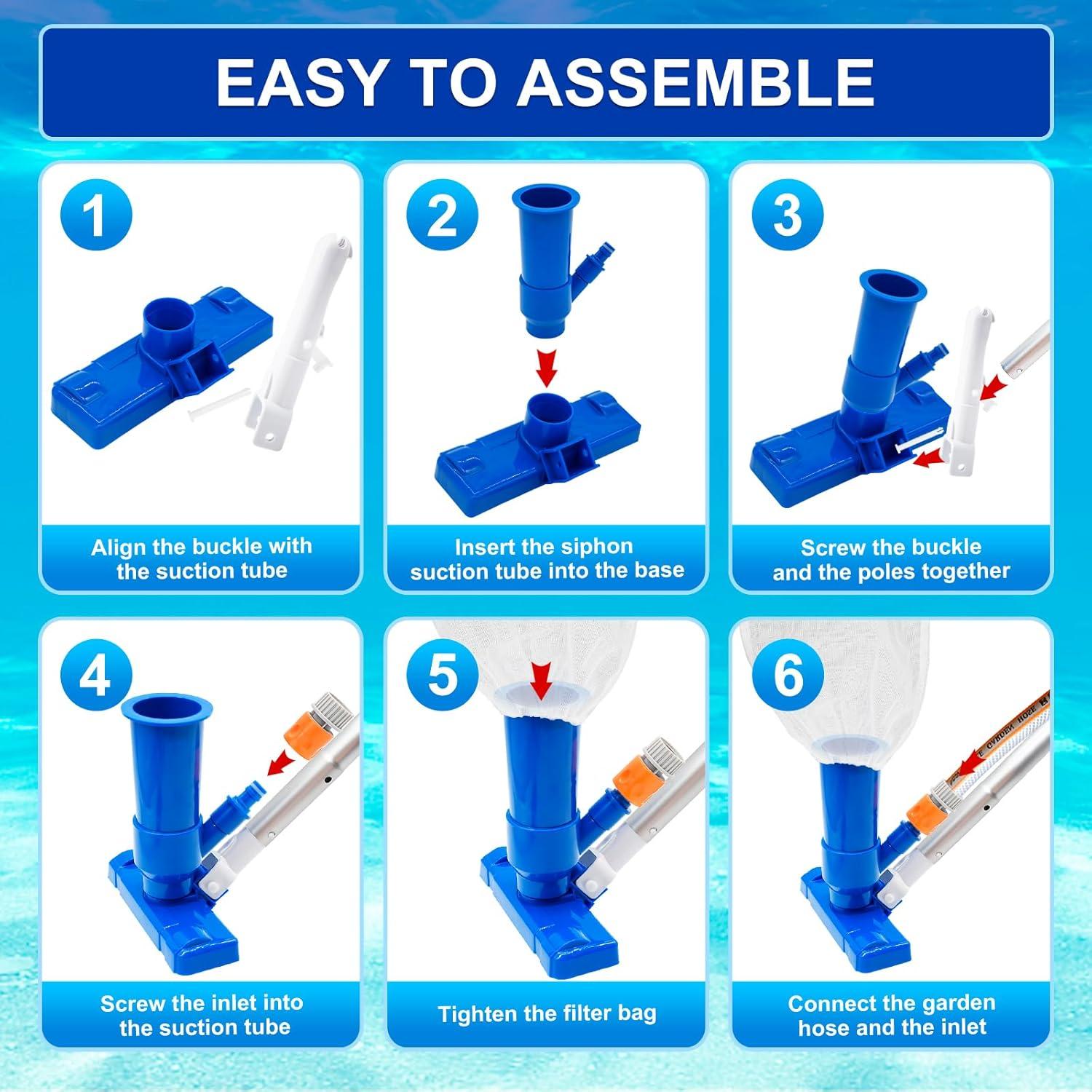 Aspiradora de Piscina Portátil WORKER 1.77m Azul - Limpieza Eficiente