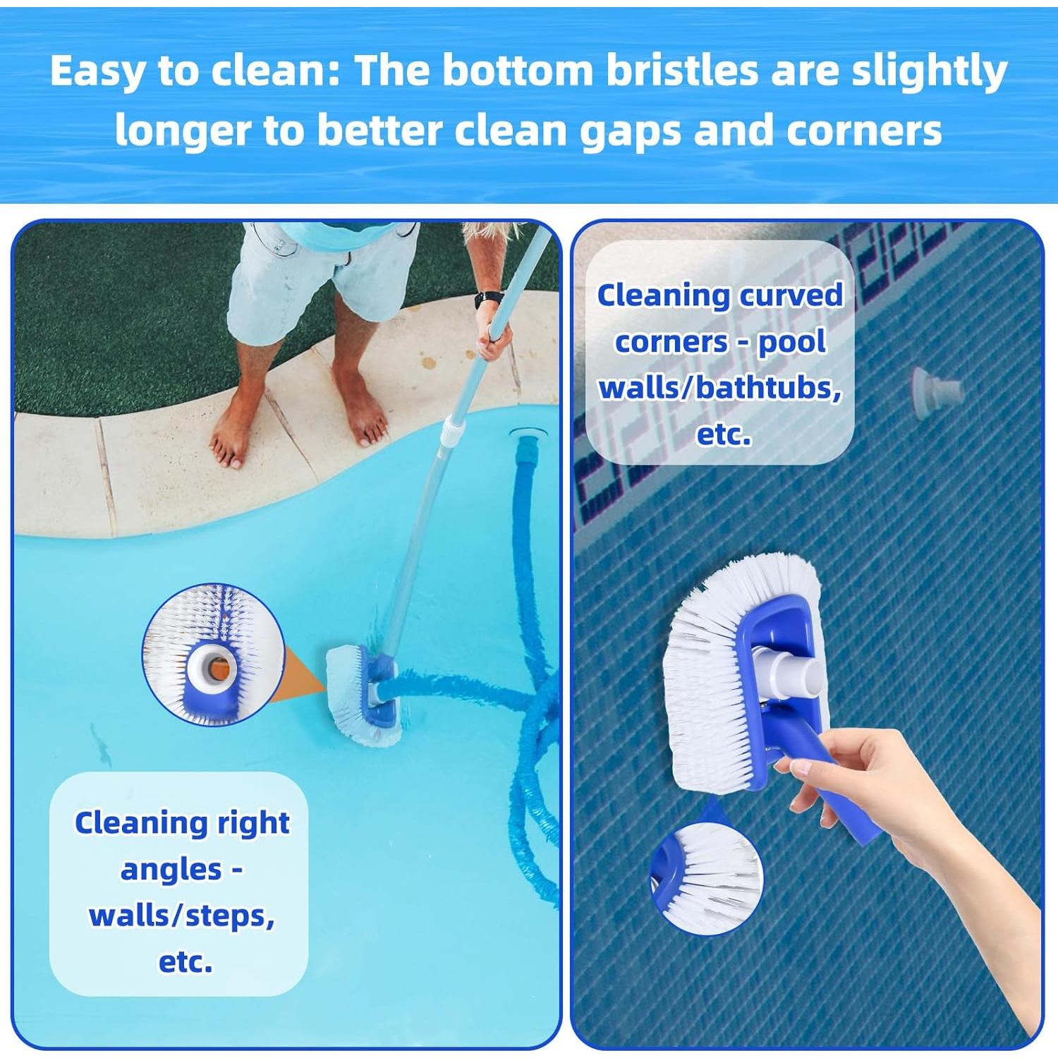 Cepillo de piscina Kulahlik con aspiradora 2 en 1, nylon