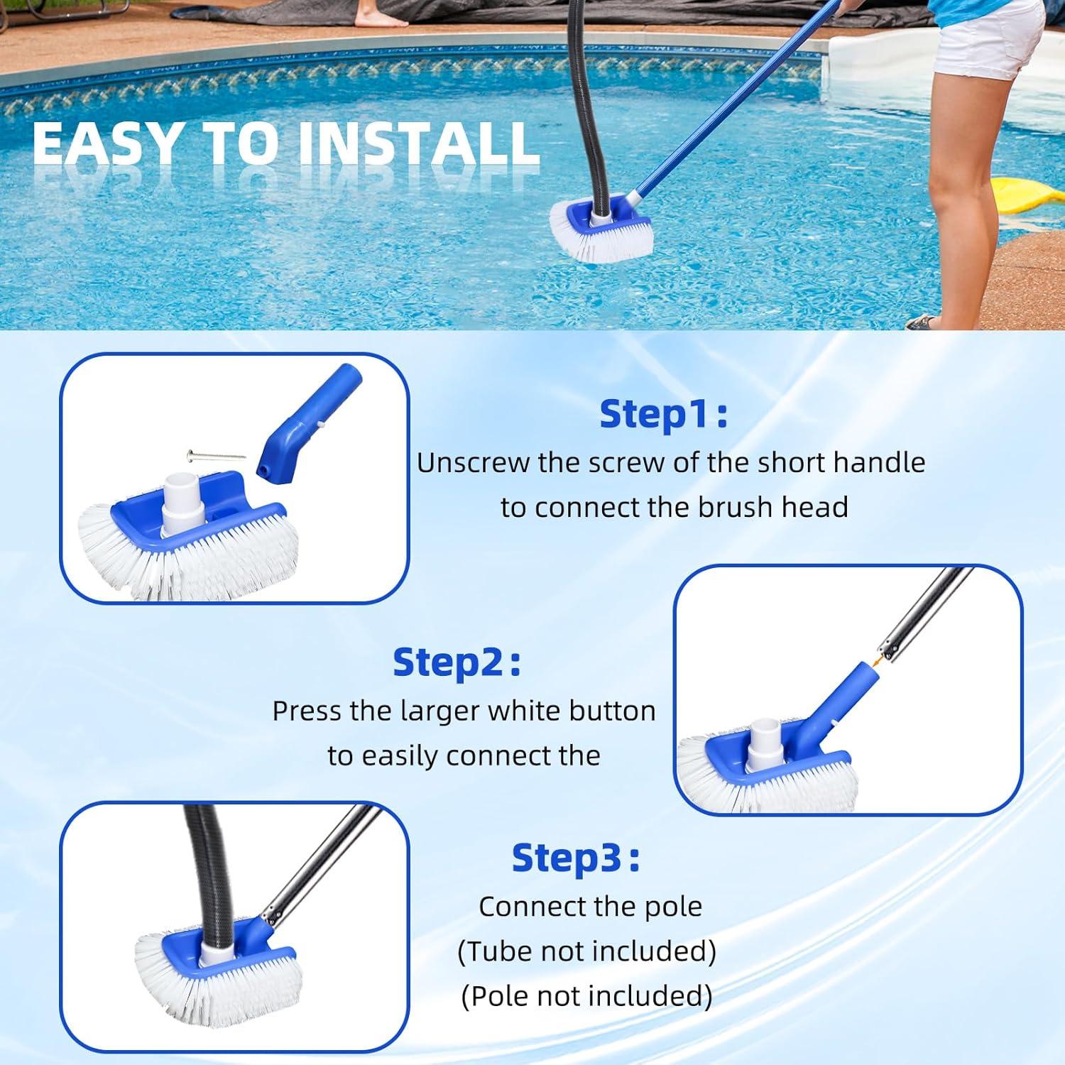 Cepillo de piscina Kulahlik con aspiradora 2 en 1, nylon