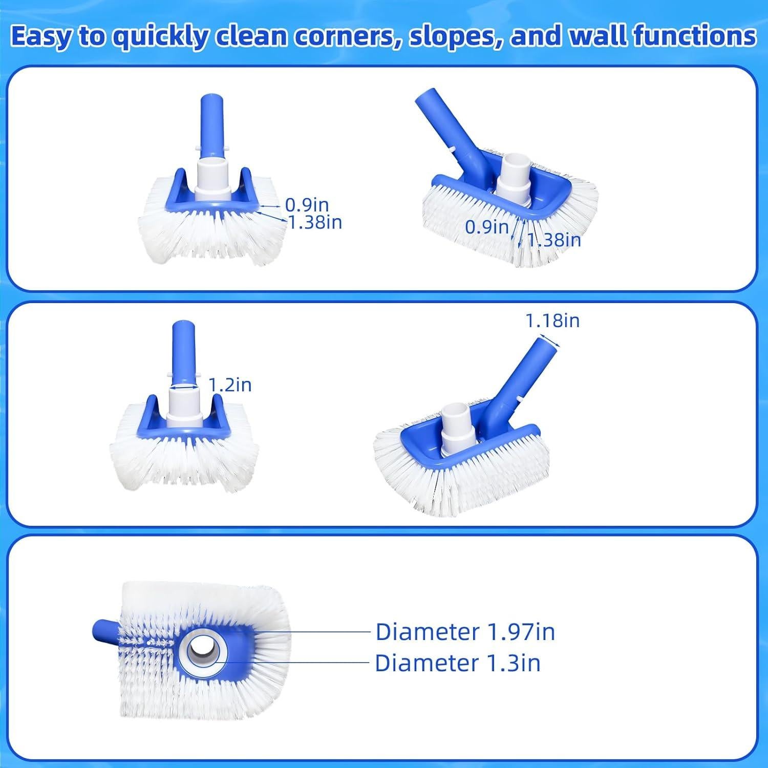 Cepillo de piscina Kulahlik con aspiradora 2 en 1, nylon
