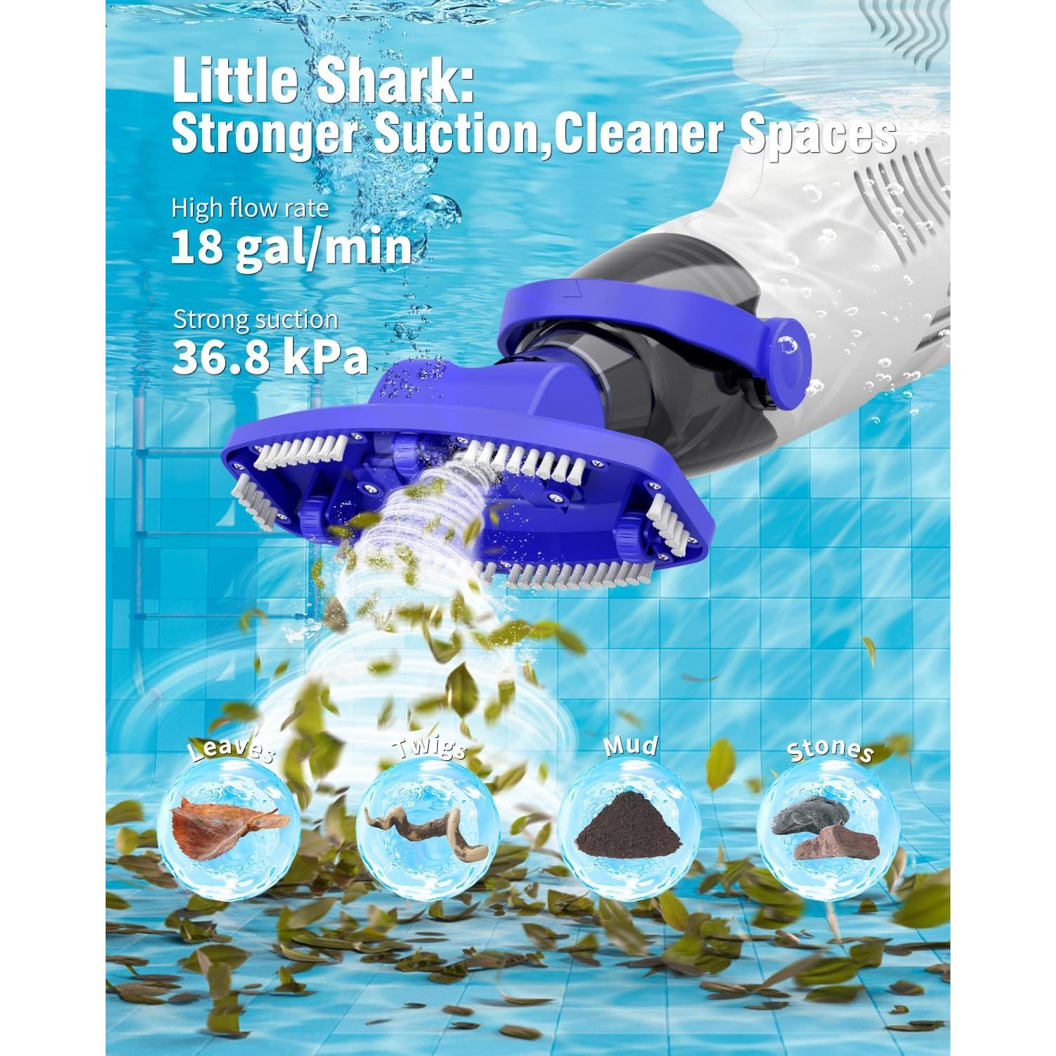 Aspiradora de Piscina WUWO 60W Compacta y Ligera 68 L/min