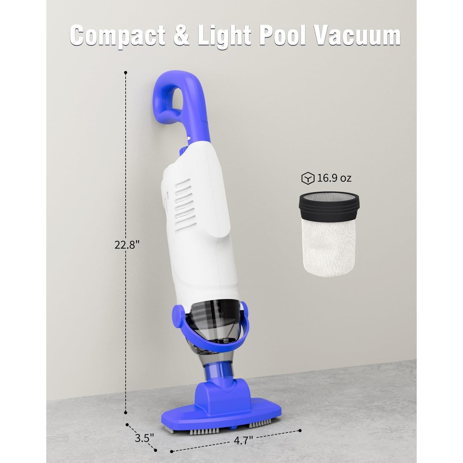 Aspiradora de Piscina WUWO 60W Compacta y Ligera 68 L/min